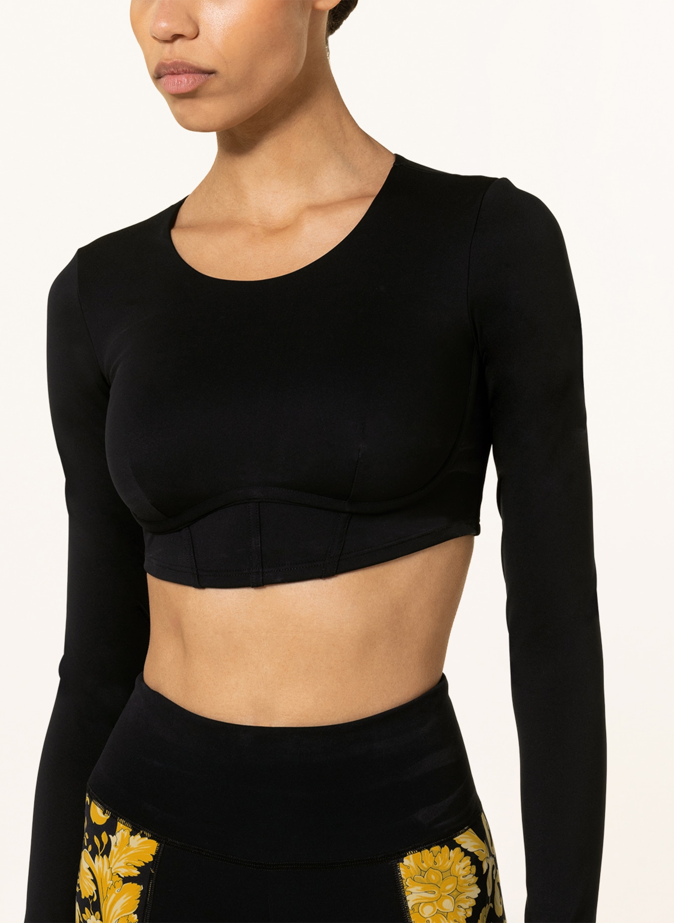 VERSACE Cropped long sleeve shirt SOLID, Color: BLACK (Image 4)