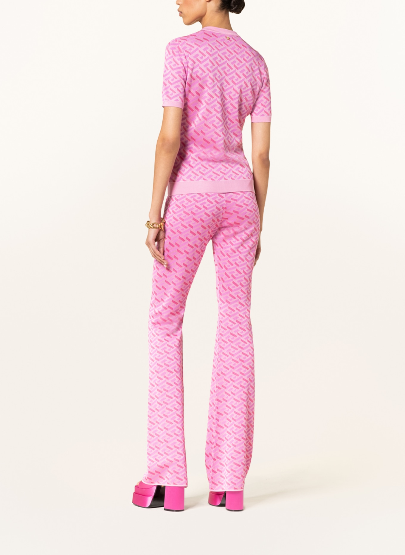 VERSACE Knit trousers LA GRECA with silk, Color: PINK/ FUCHSIA/ LIGHT PINK (Image 3)