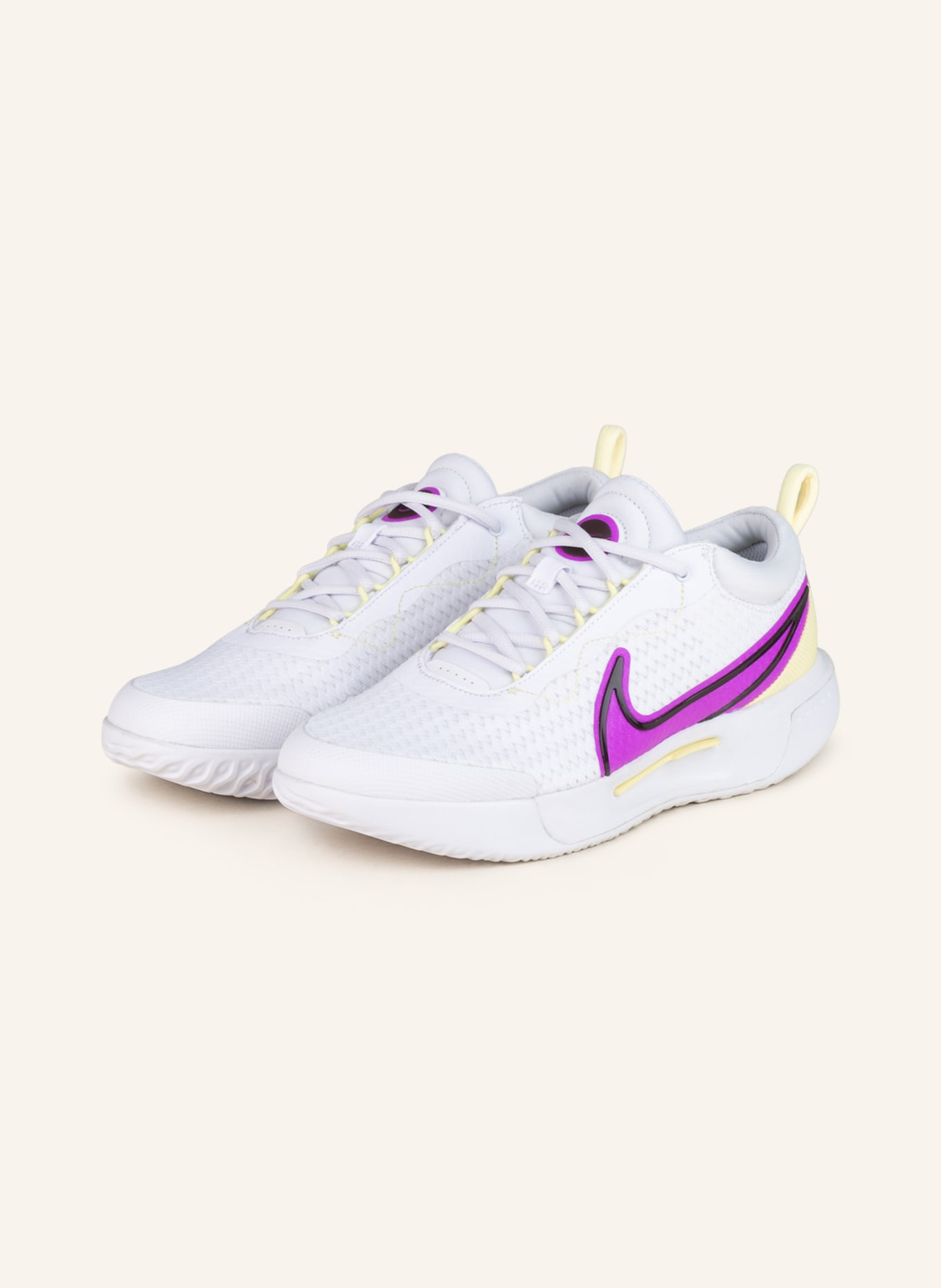 Nike Tennisschuhe AIR ZOOM COURT PRO, Farbe: WEISS/ LILA/ HELLGELB (Bild 1)