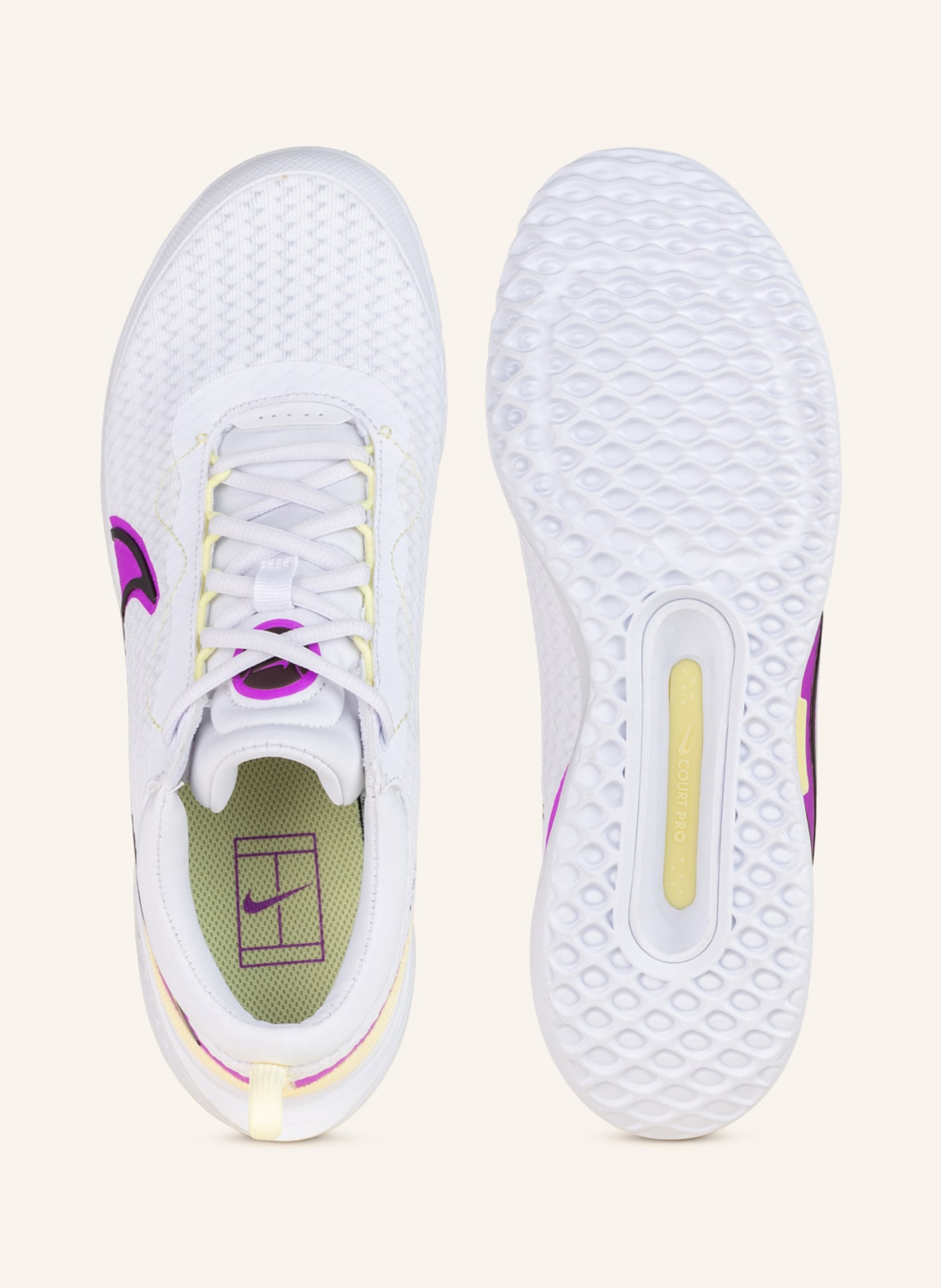 Nike Tennisschuhe AIR ZOOM COURT PRO, Farbe: WEISS/ LILA/ HELLGELB (Bild 5)