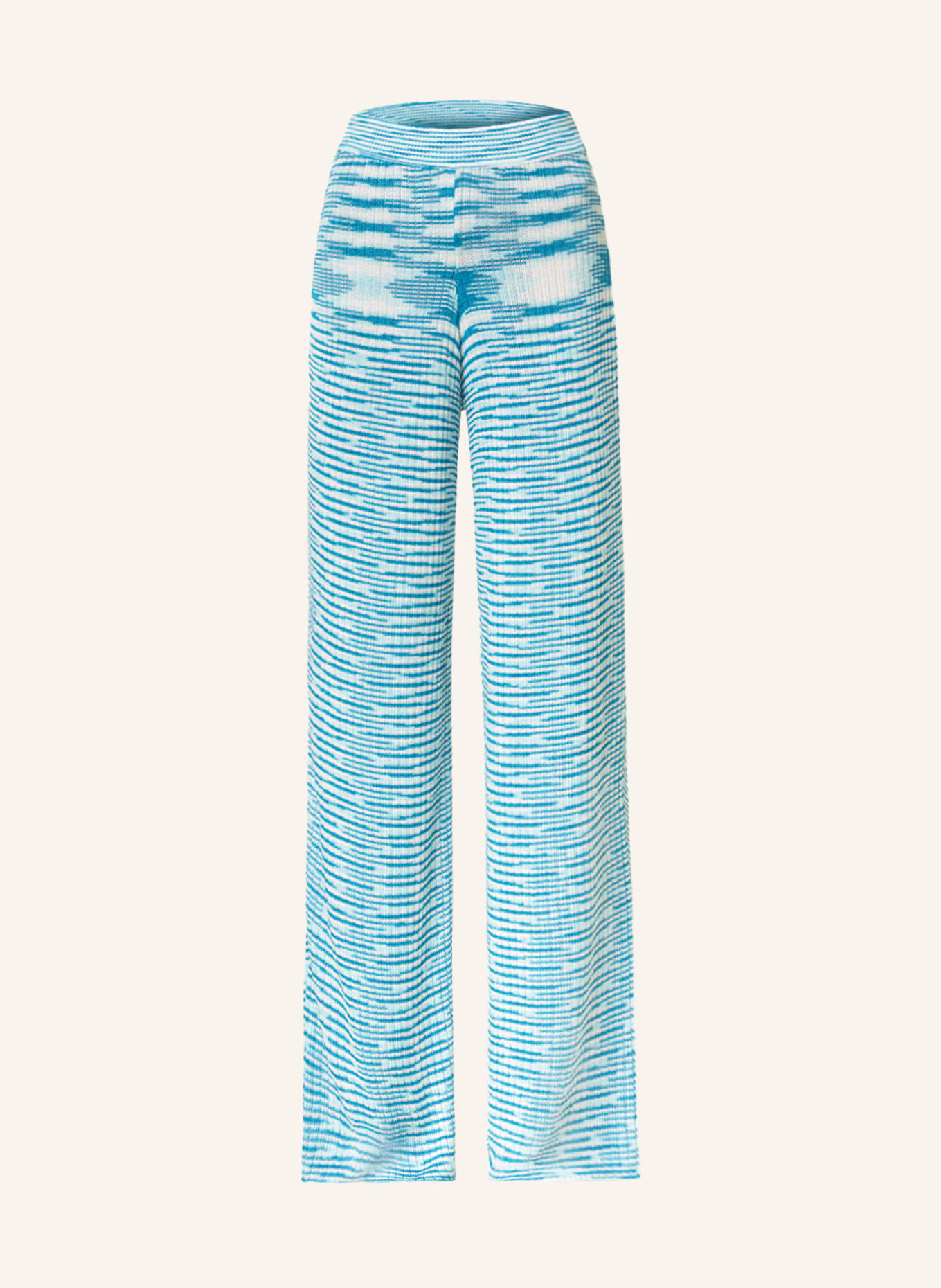 MISSONI Knit trousers, Color: WHITE/ BLUE/ TURQUOISE (Image 1)