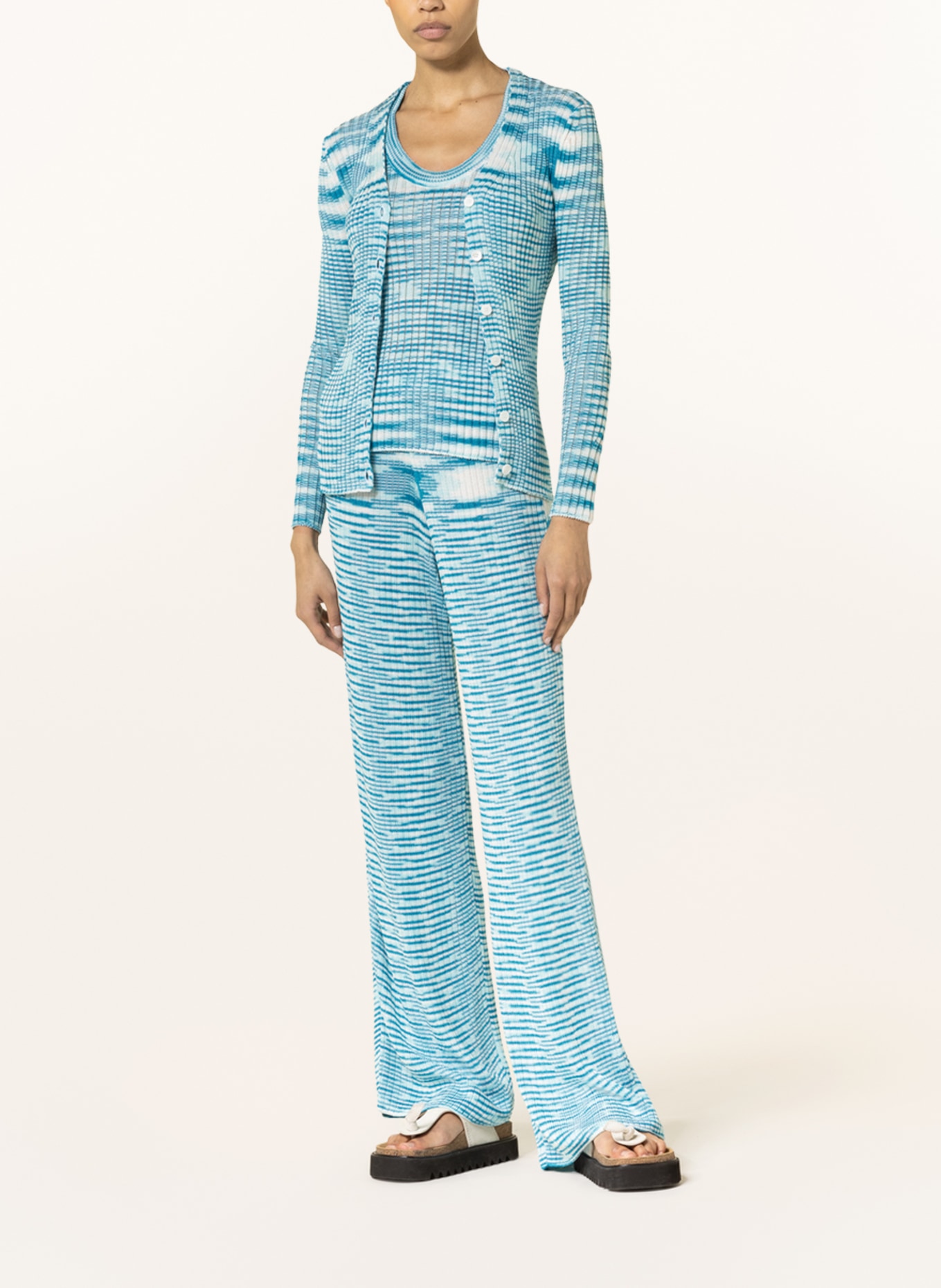 MISSONI Knit trousers, Color: WHITE/ BLUE/ TURQUOISE (Image 2)