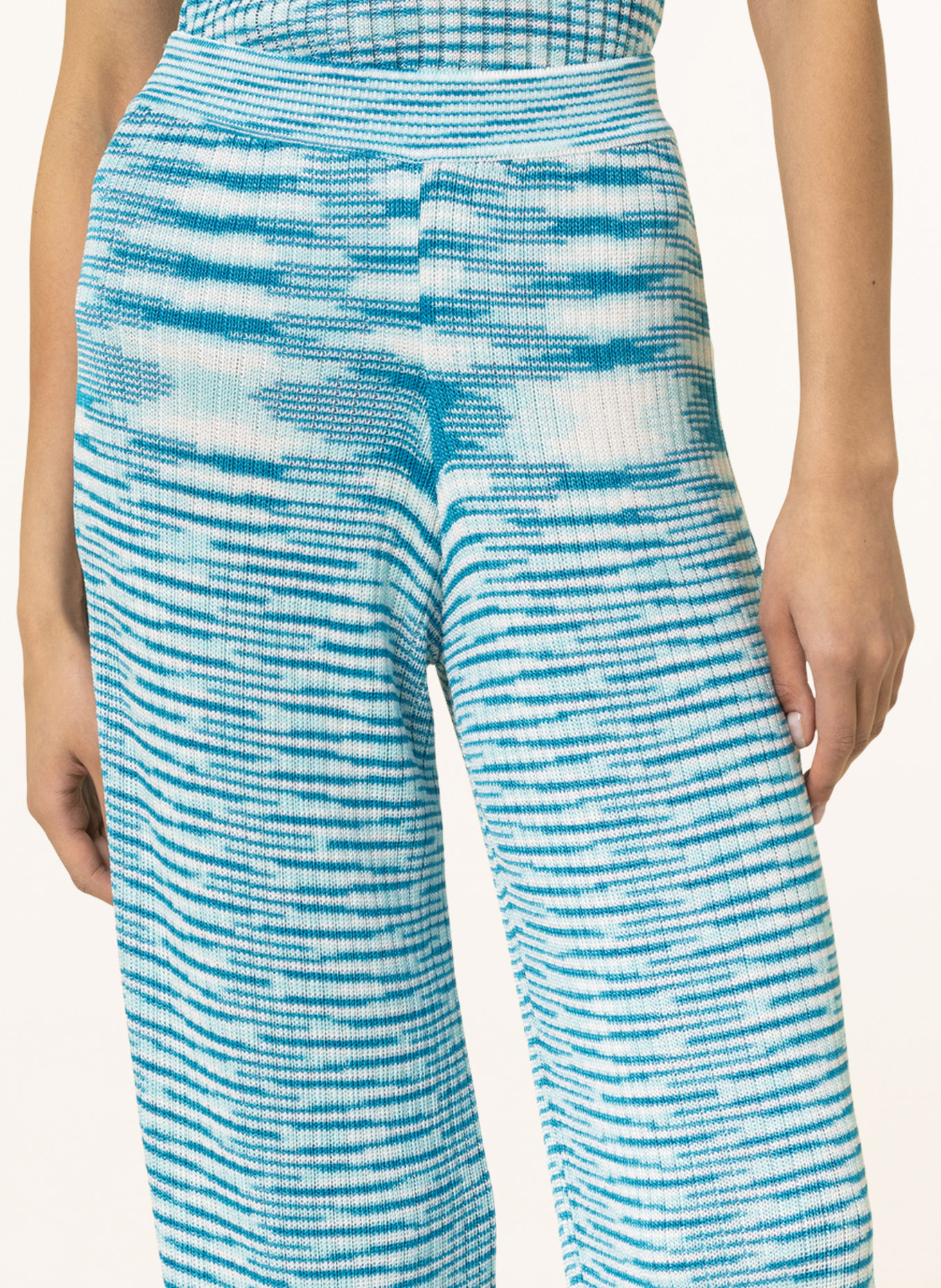 MISSONI Knit trousers, Color: WHITE/ BLUE/ TURQUOISE (Image 5)