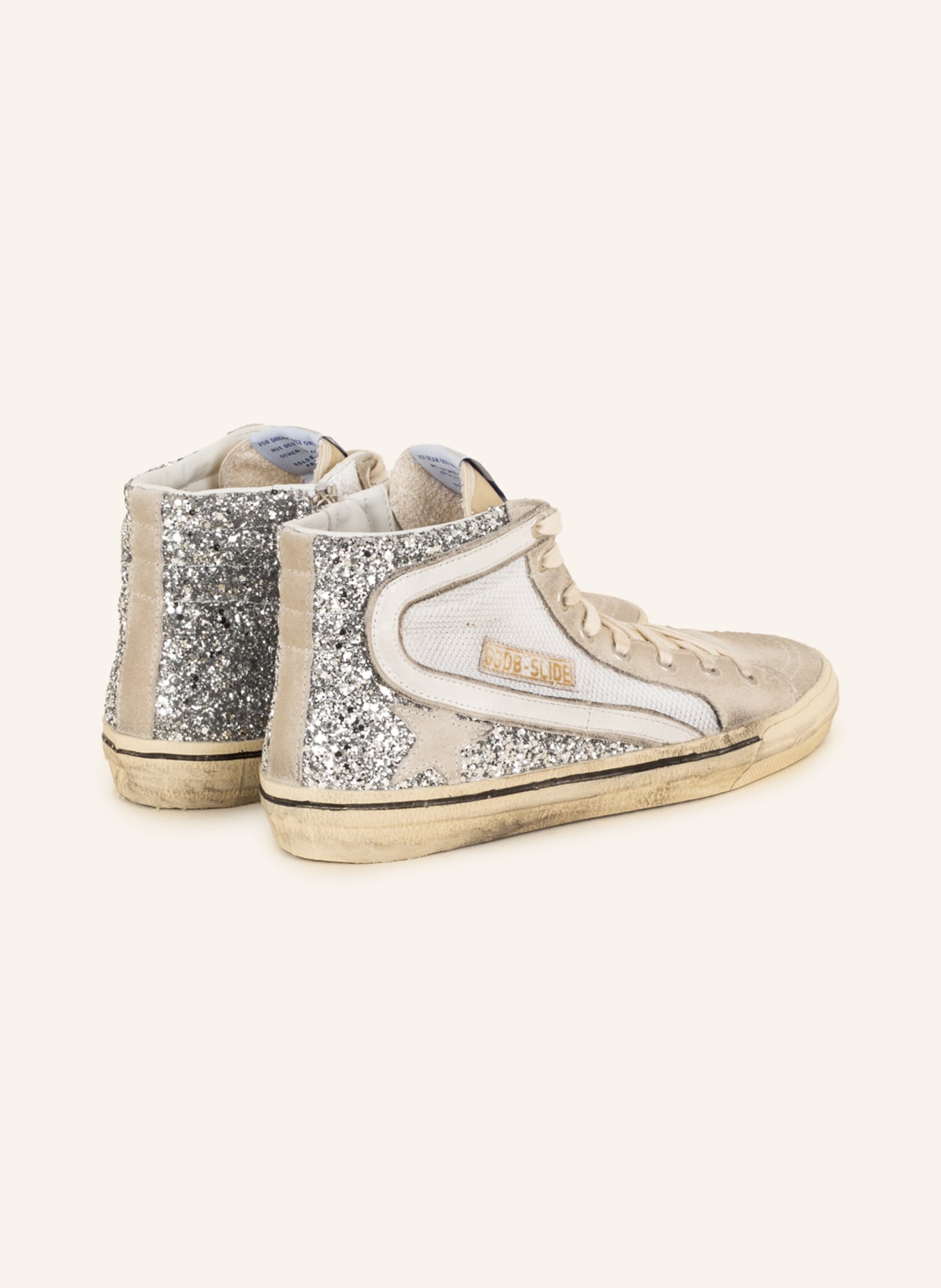 GOLDEN GOOSE High-top sneakers SLIDE, Color: SILVER/ WHITE (Image 2)