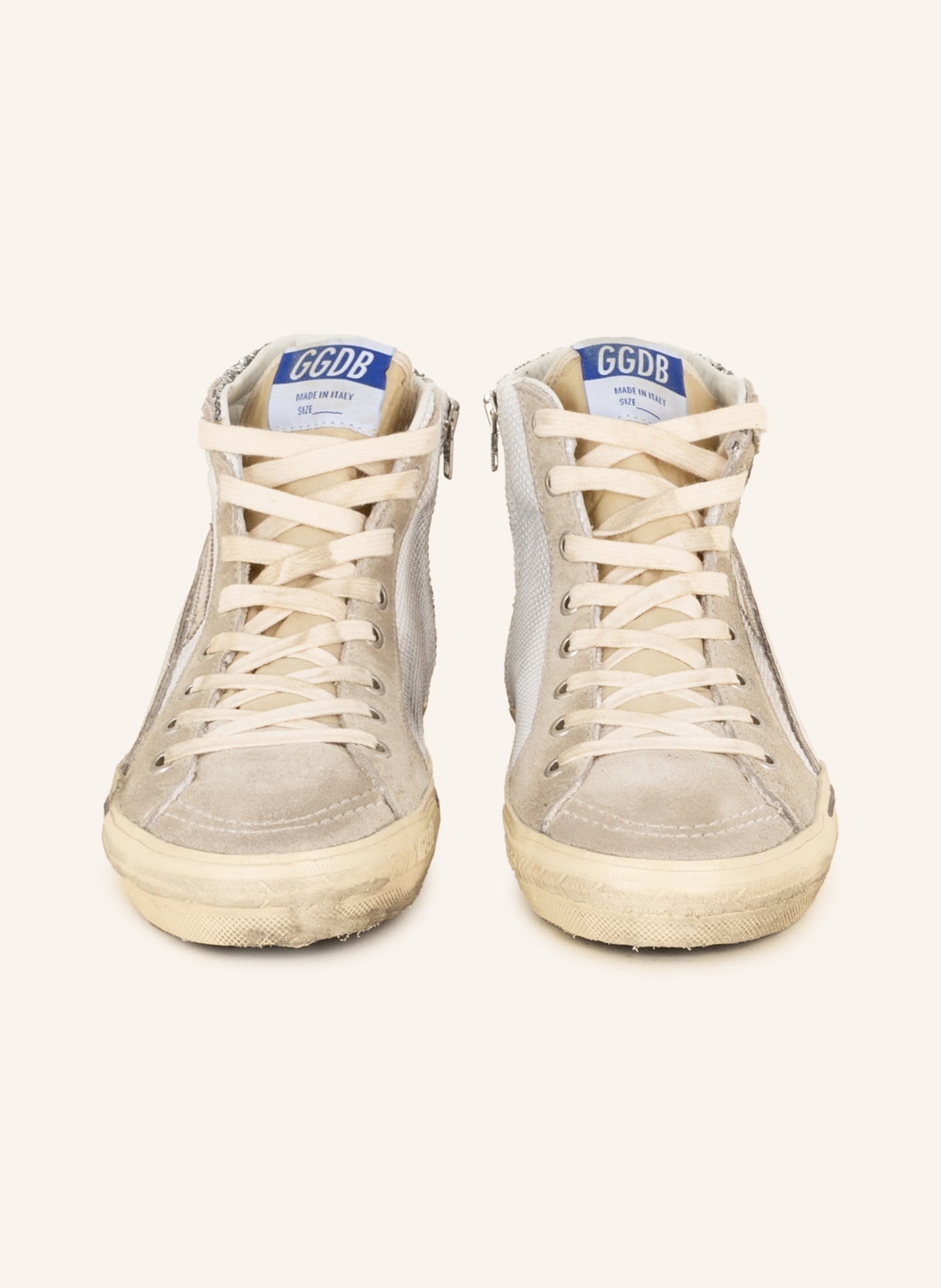 GOLDEN GOOSE High-top sneakers SLIDE, Color: SILVER/ WHITE (Image 3)