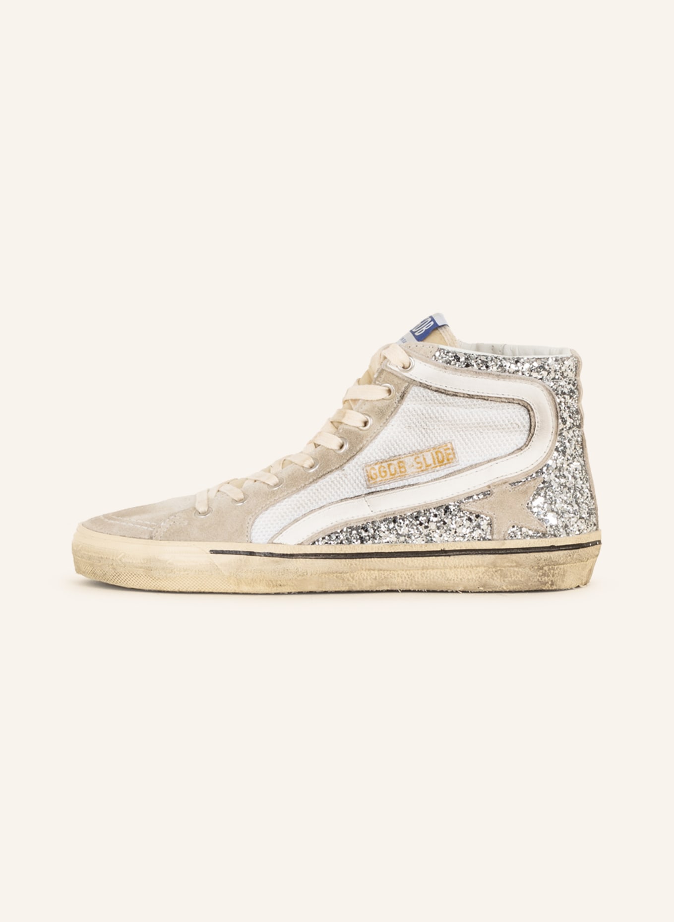 GOLDEN GOOSE High-top sneakers SLIDE, Color: SILVER/ WHITE (Image 4)
