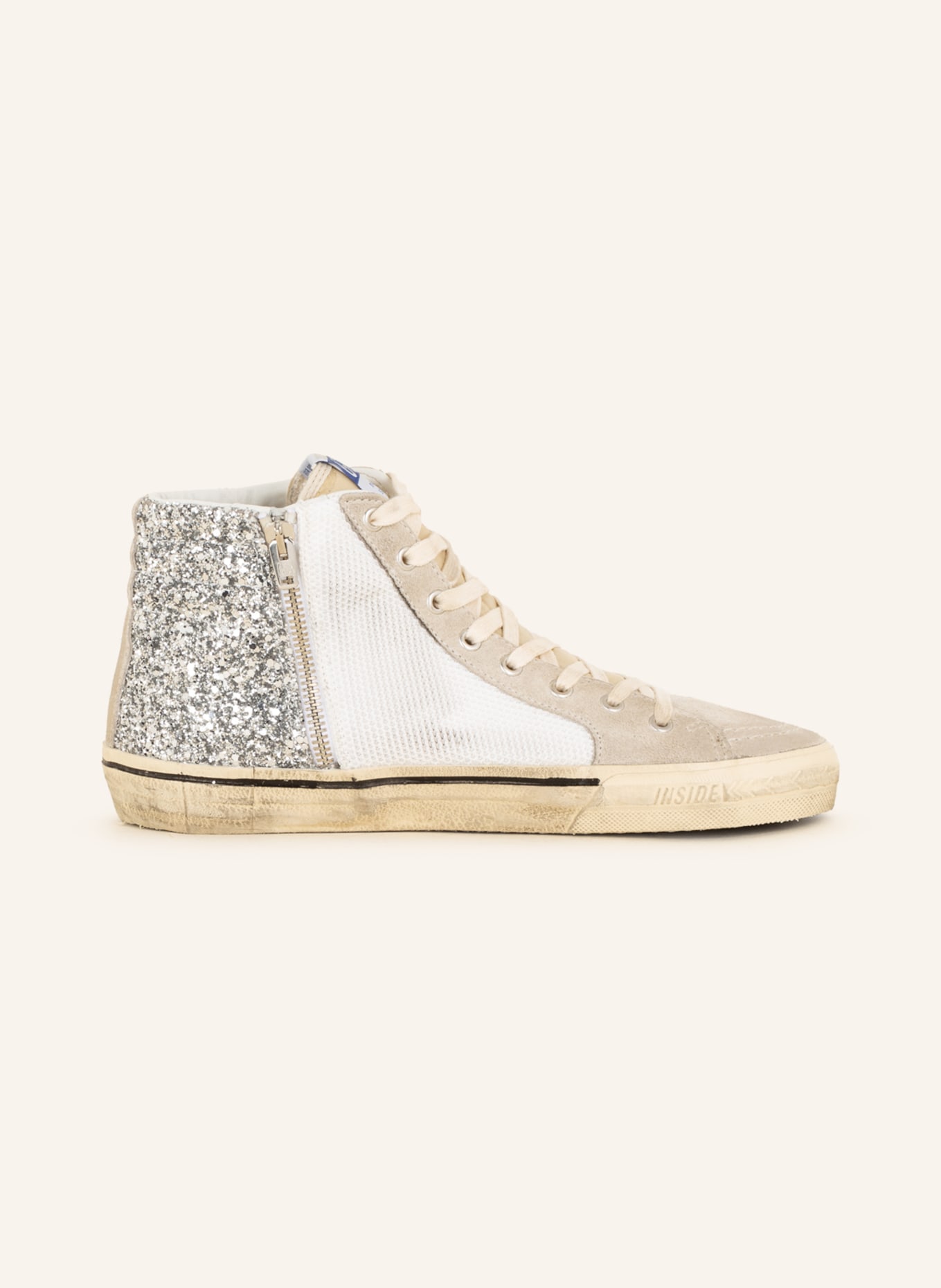 GOLDEN GOOSE High-top sneakers SLIDE, Color: SILVER/ WHITE (Image 5)