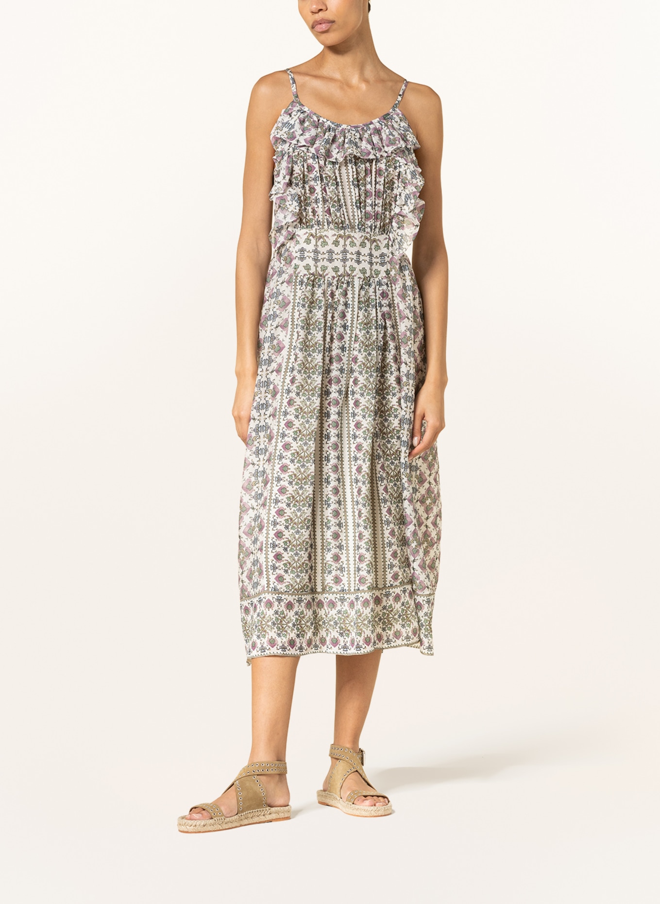 ISABEL MARANT Sukienka z jedwabiu MACHA, Kolor: KREMOWY/ ZIELONY/ LILA (Obrazek 2)