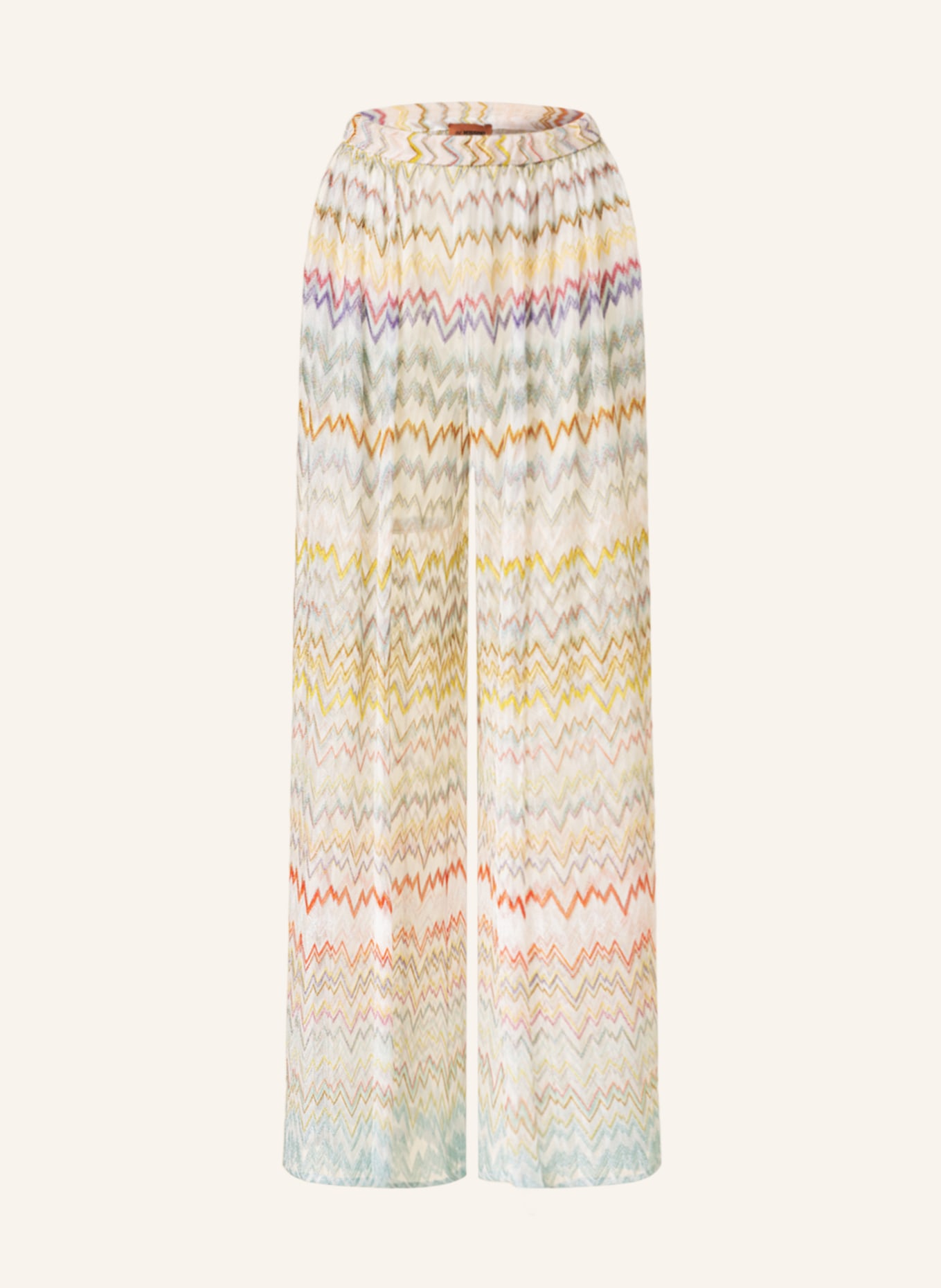 MISSONI Wide leg trousers with glitter thread, Color: WHITE/ PURPLE/ YELLOW (Image 1)