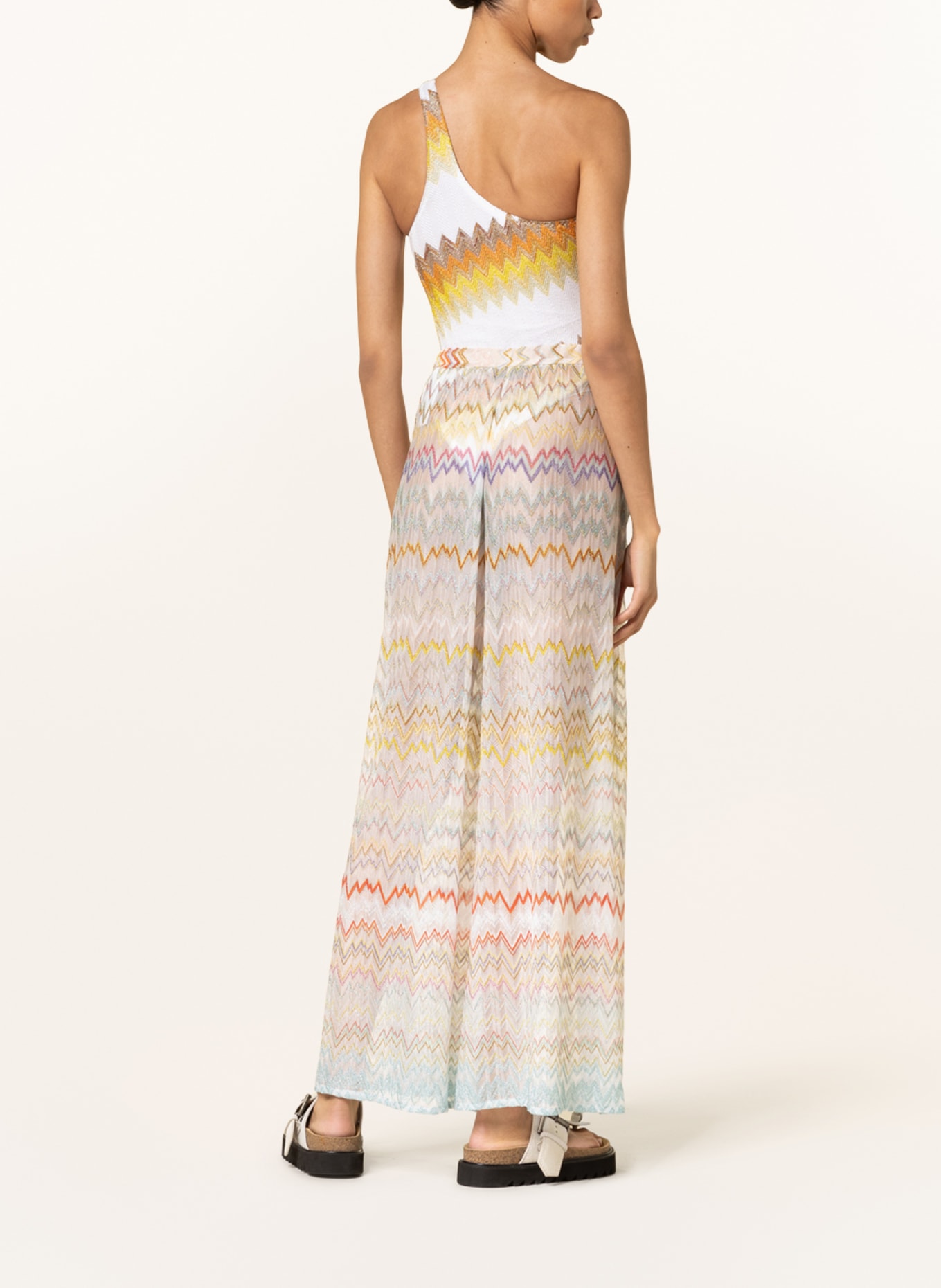MISSONI Wide leg trousers with glitter thread, Color: WHITE/ PURPLE/ YELLOW (Image 3)