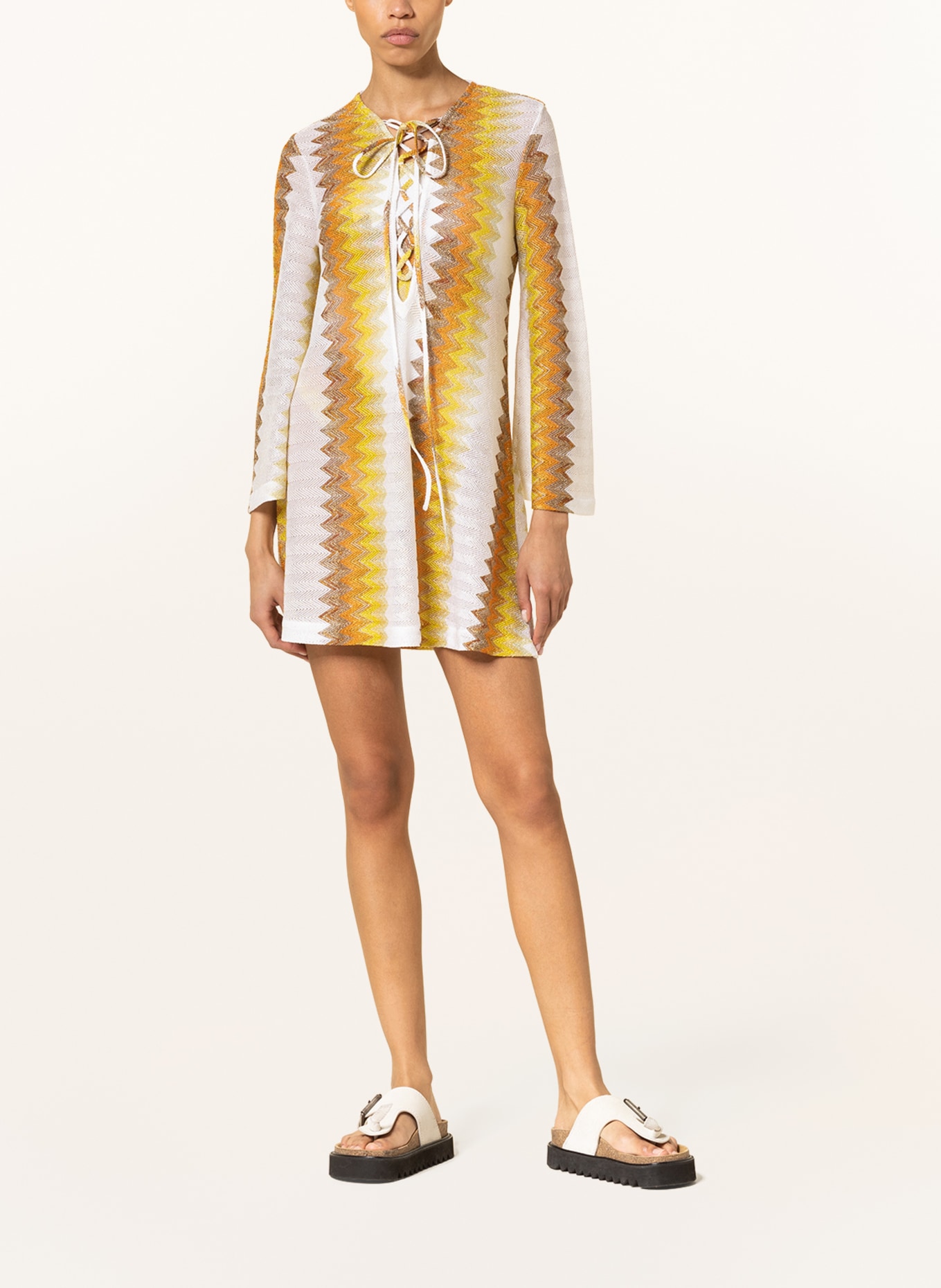 MISSONI Beach dress with glitter thread, Color: WHITE/ YELLOW/ ORANGE (Image 2)