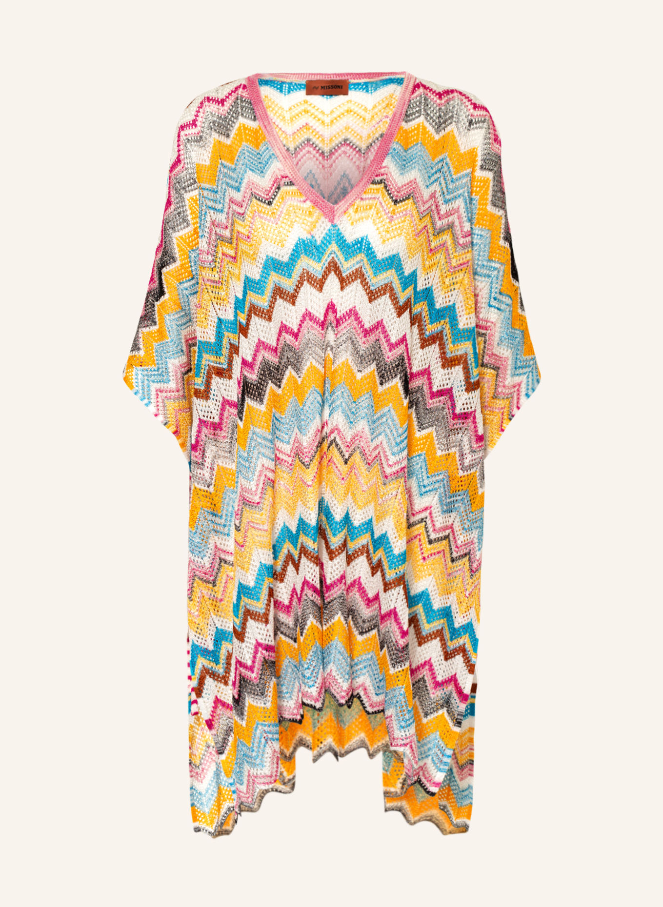 MISSONI Knit kaftan, Color: DARK YELLOW/ NEON BLUE/ FUCHSIA (Image 1)