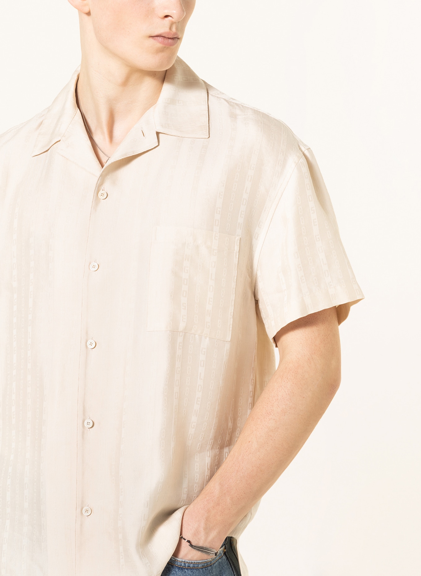 GOLDEN GOOSE Resort shirt comfort fit with linen, Color: CREAM (Image 4)