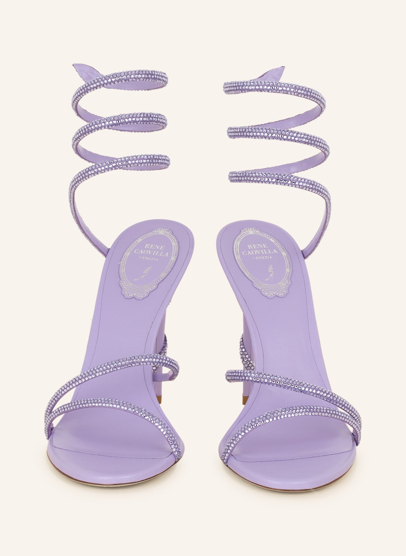 RENE CAOVILLA Sandaletten mit Schmucksteinen, Farbe: HELLLILA (Bild 3)