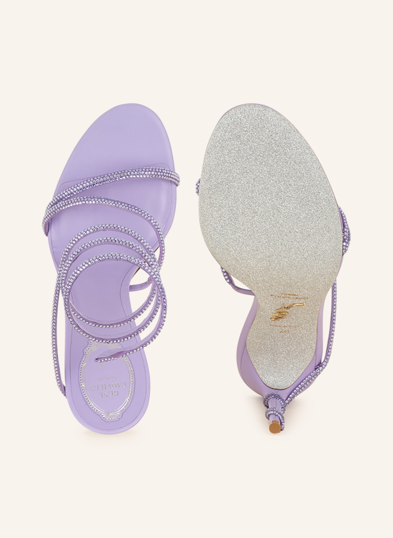 RENE CAOVILLA Sandály s ozdobnými kamínky, Barva: SVĚTLE FIALOVÁ (Obrázek 5)