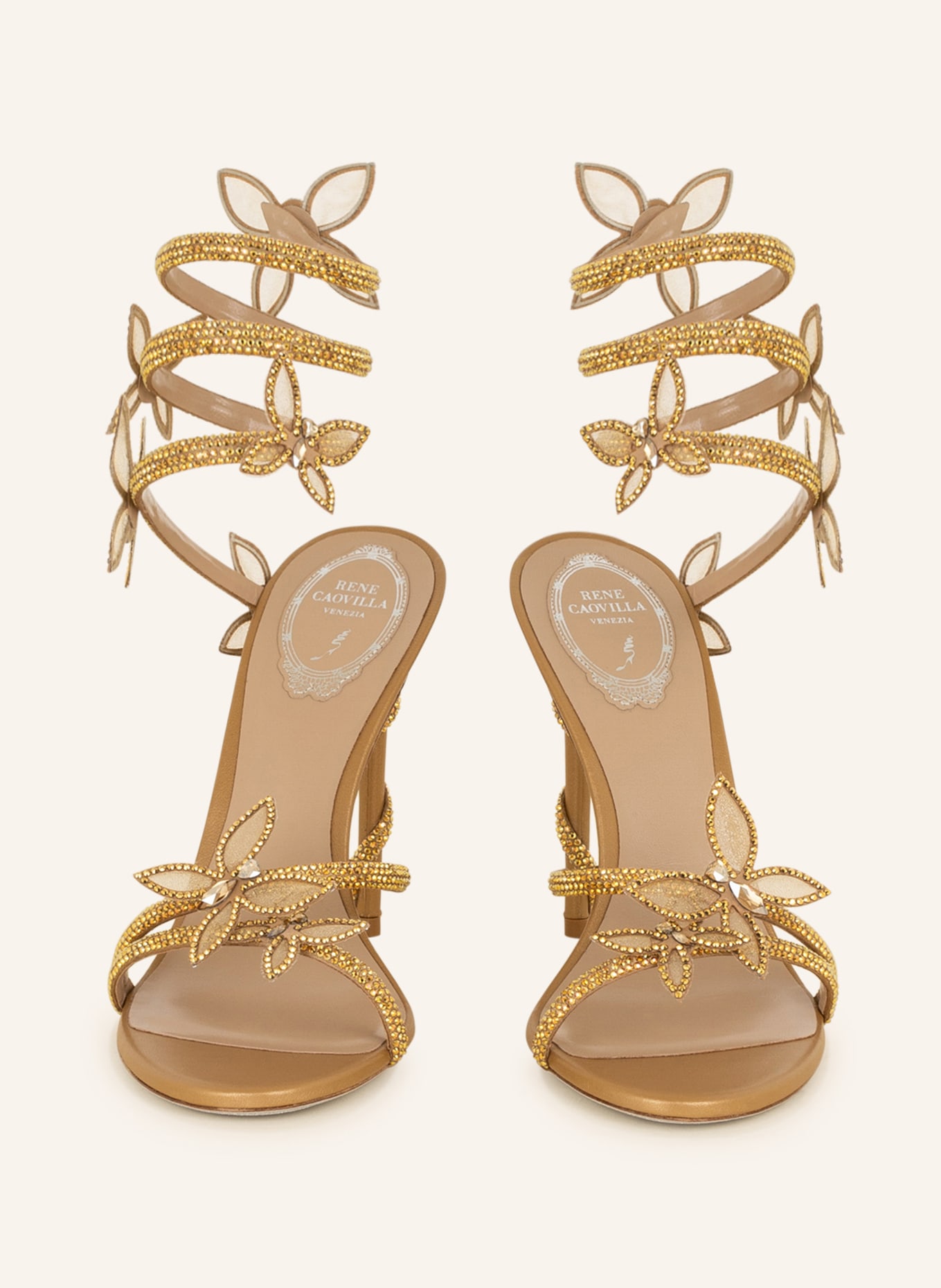 RENE CAOVILLA Sandals with decorative gems, Color: GOLD (Image 3)