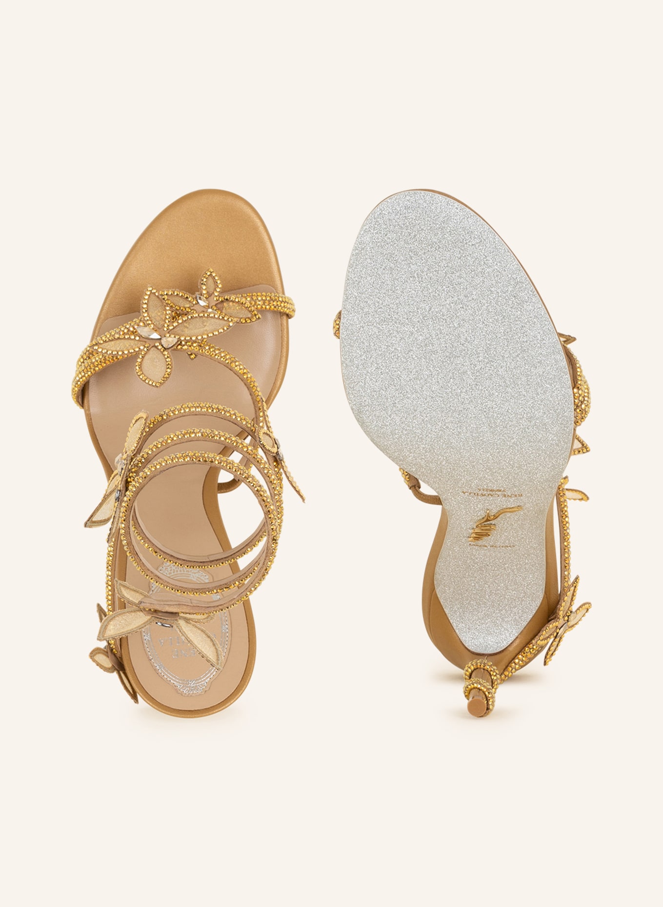 RENE CAOVILLA Sandals with decorative gems, Color: GOLD (Image 5)