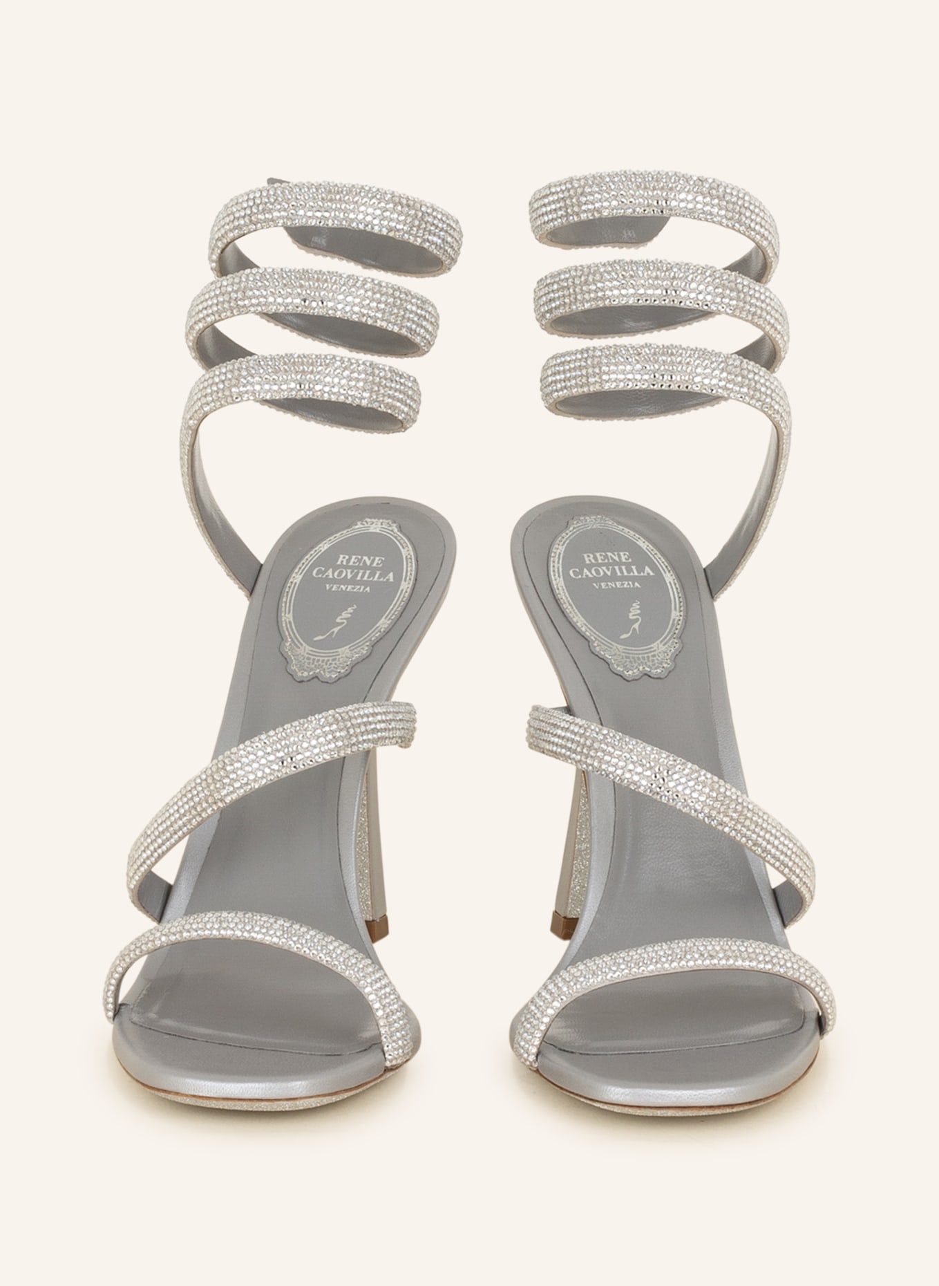 RENE CAOVILLA Sandals with decorative gems, Color: SILVER (Image 3)