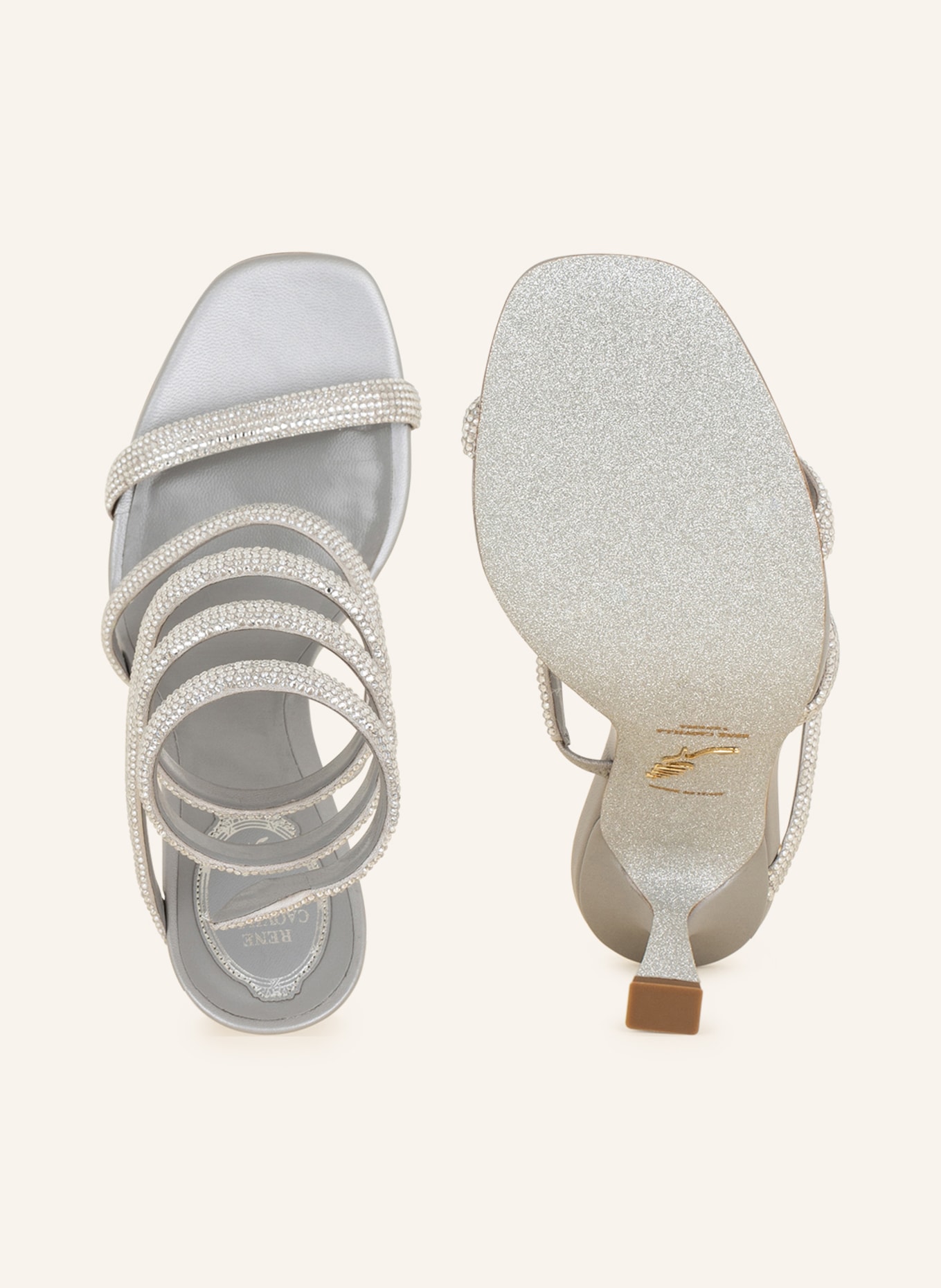 RENE CAOVILLA Sandály s ozdobnými kamínky, Barva: STŘÍBRNÁ (Obrázek 5)