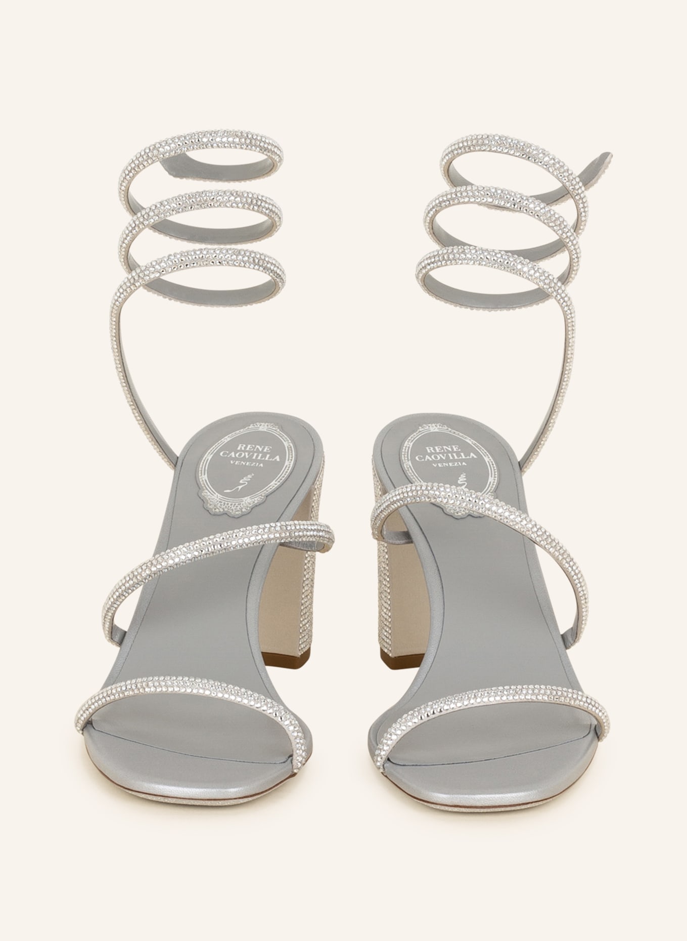 RENE CAOVILLA Sandals with decorative gems, Color: SILVER (Image 3)