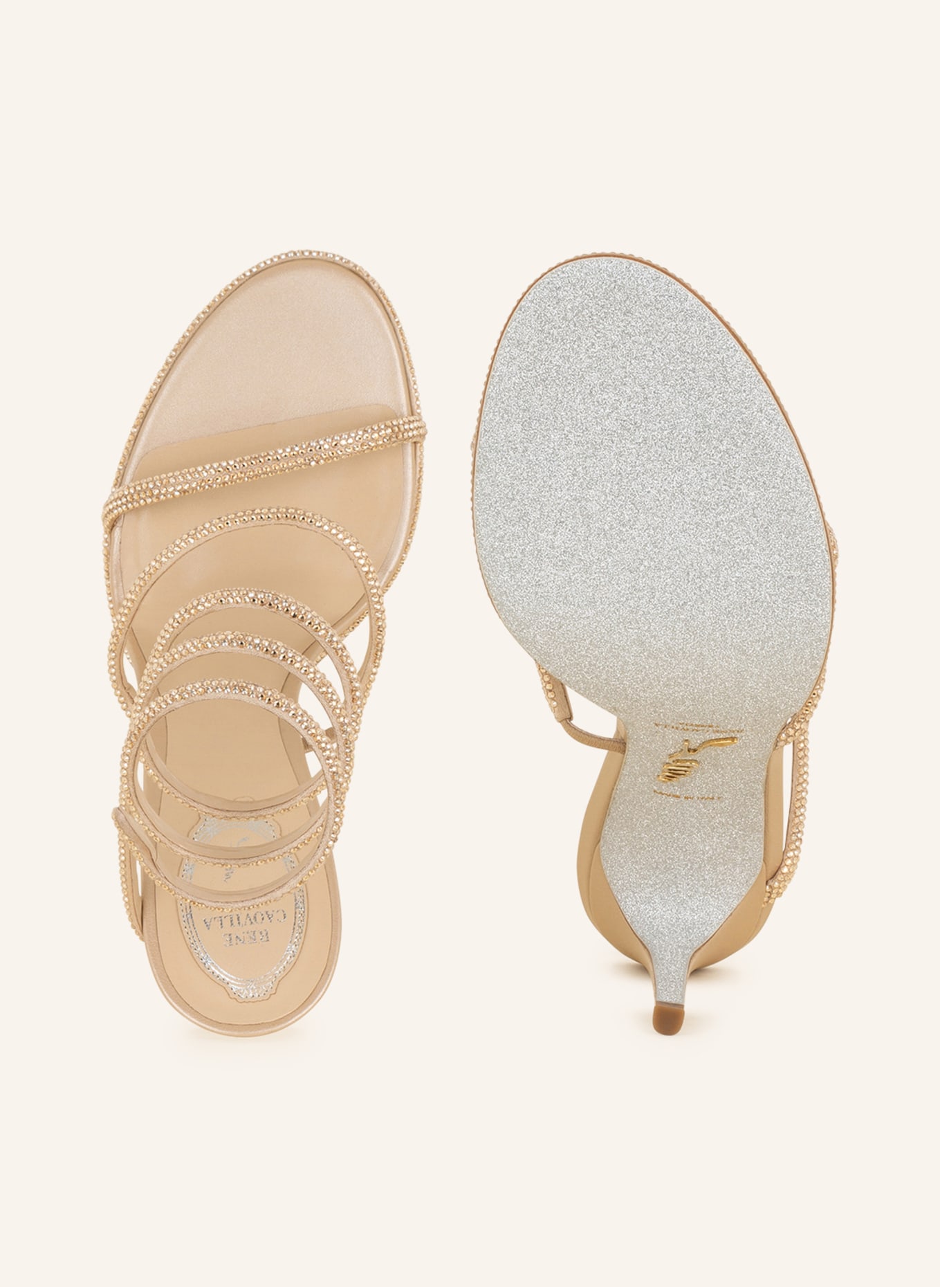 RENE CAOVILLA Sandaletten mit Schmucksteinen, Farbe: GOLD/ SILBER (Bild 5)