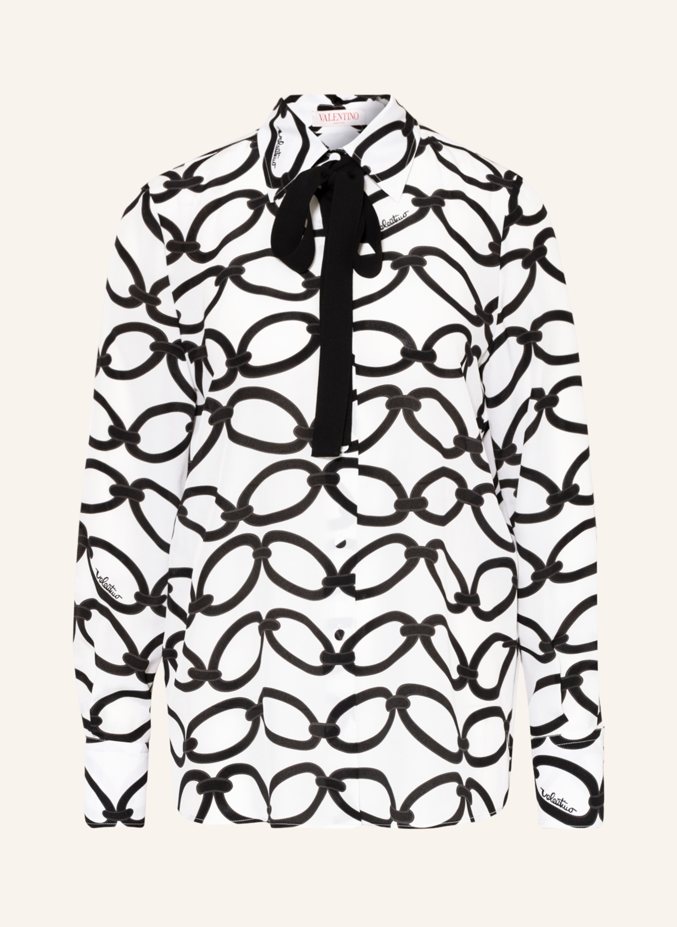 VALENTINO Hemdbluse aus Seide, Farbe: WEISS/ SCHWARZ (Bild 1)
