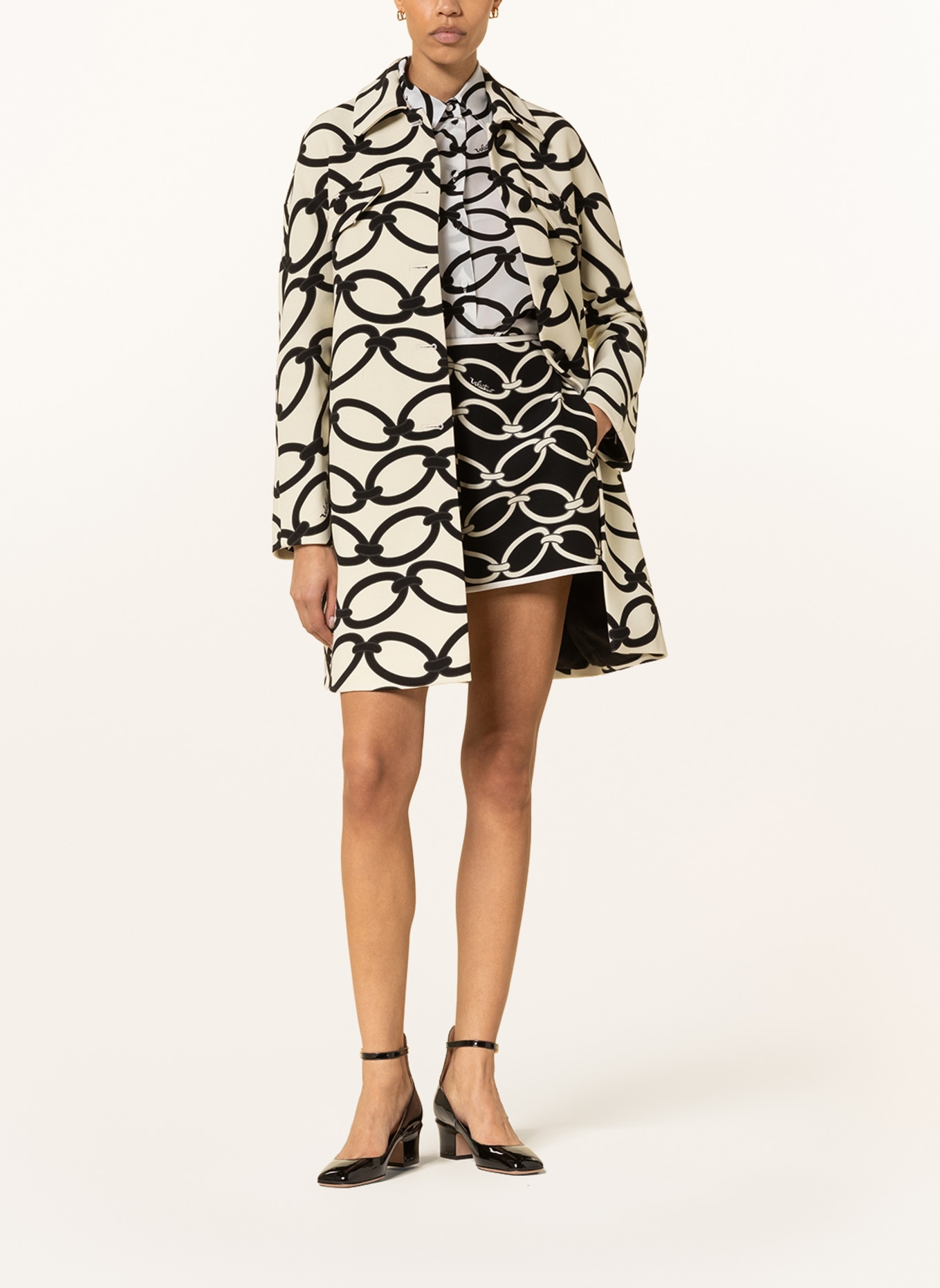 VALENTINO Wool coat with silk, Color: CREAM/ BLACK (Image 2)