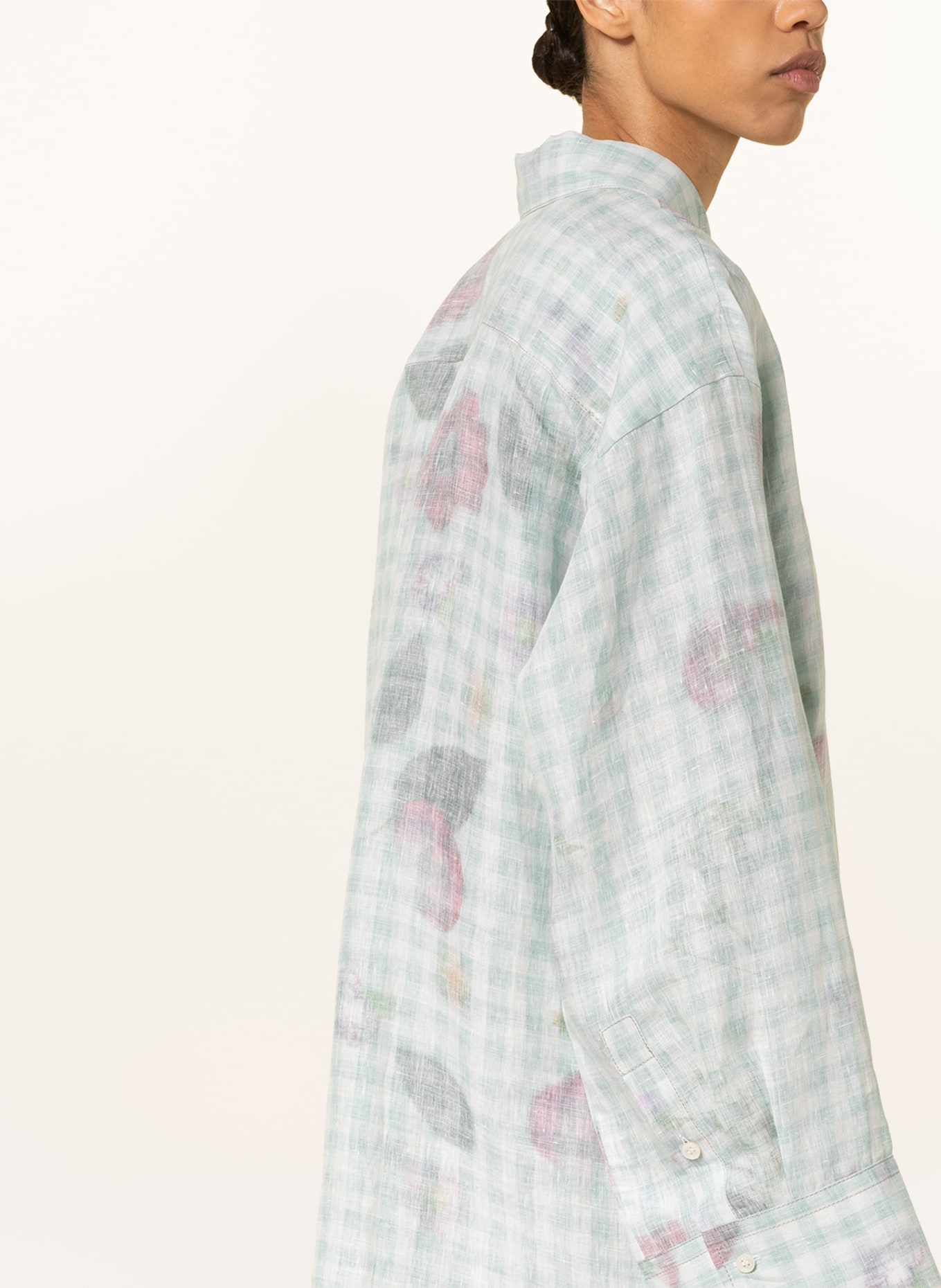 Acne Studios Oversized shirt blouse made of linen, Color: WHITE/ LIGHT GREEN/ FUCHSIA (Image 4)