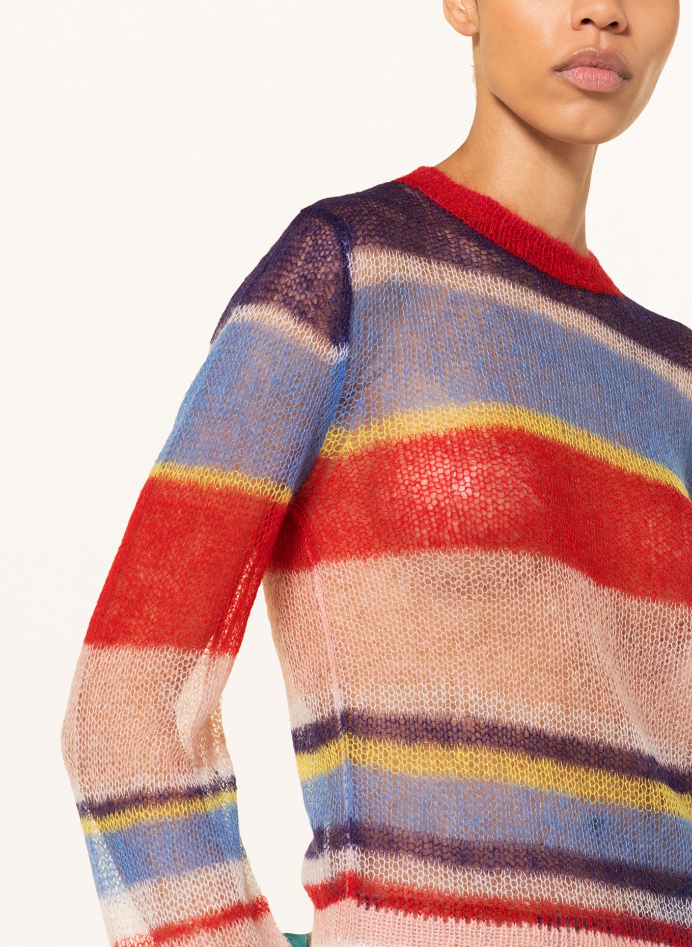 Acne Studios Sweater with mohair, Color: BLUE/ LIGHT PINK/ YELLOW (Image 4)