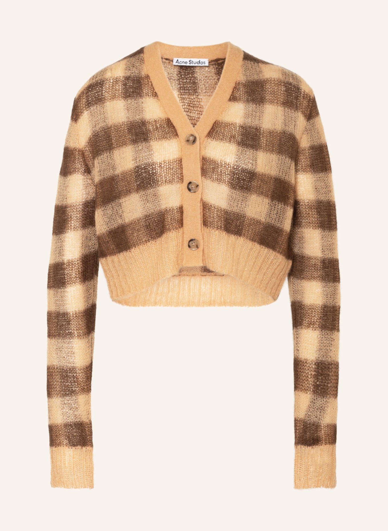 Acne Studios Cropped cardigan with mohair, Color: DARK BROWN/ LIGHT BROWN (Image 1)