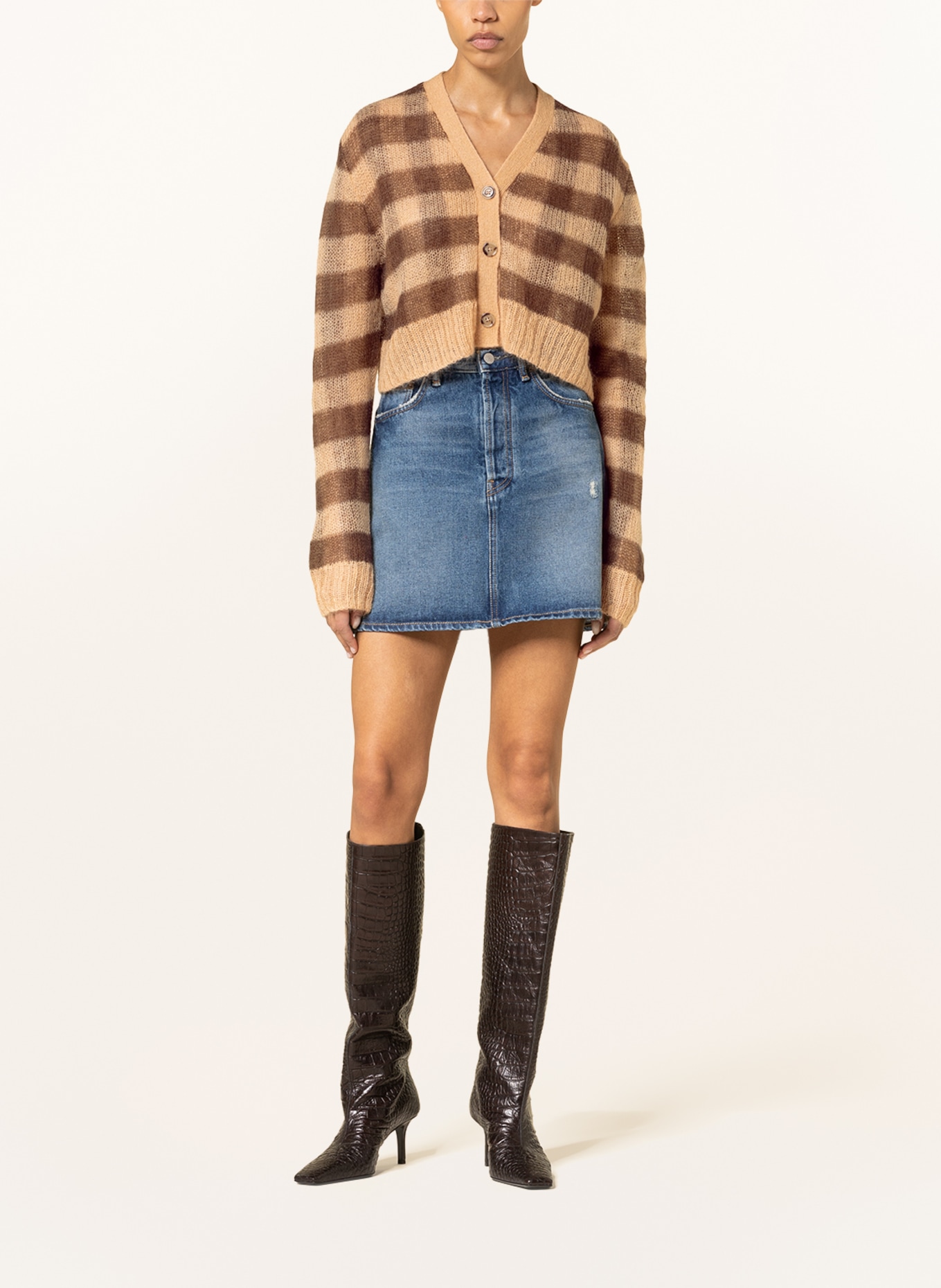 Acne Studios Cropped cardigan with mohair, Color: DARK BROWN/ LIGHT BROWN (Image 2)