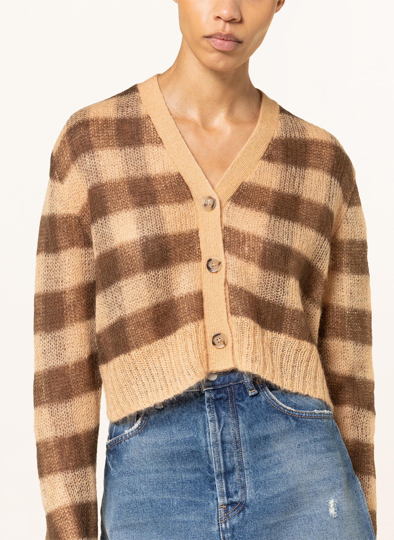 Acne Studios Cropped cardigan with mohair, Color: DARK BROWN/ LIGHT BROWN (Image 4)