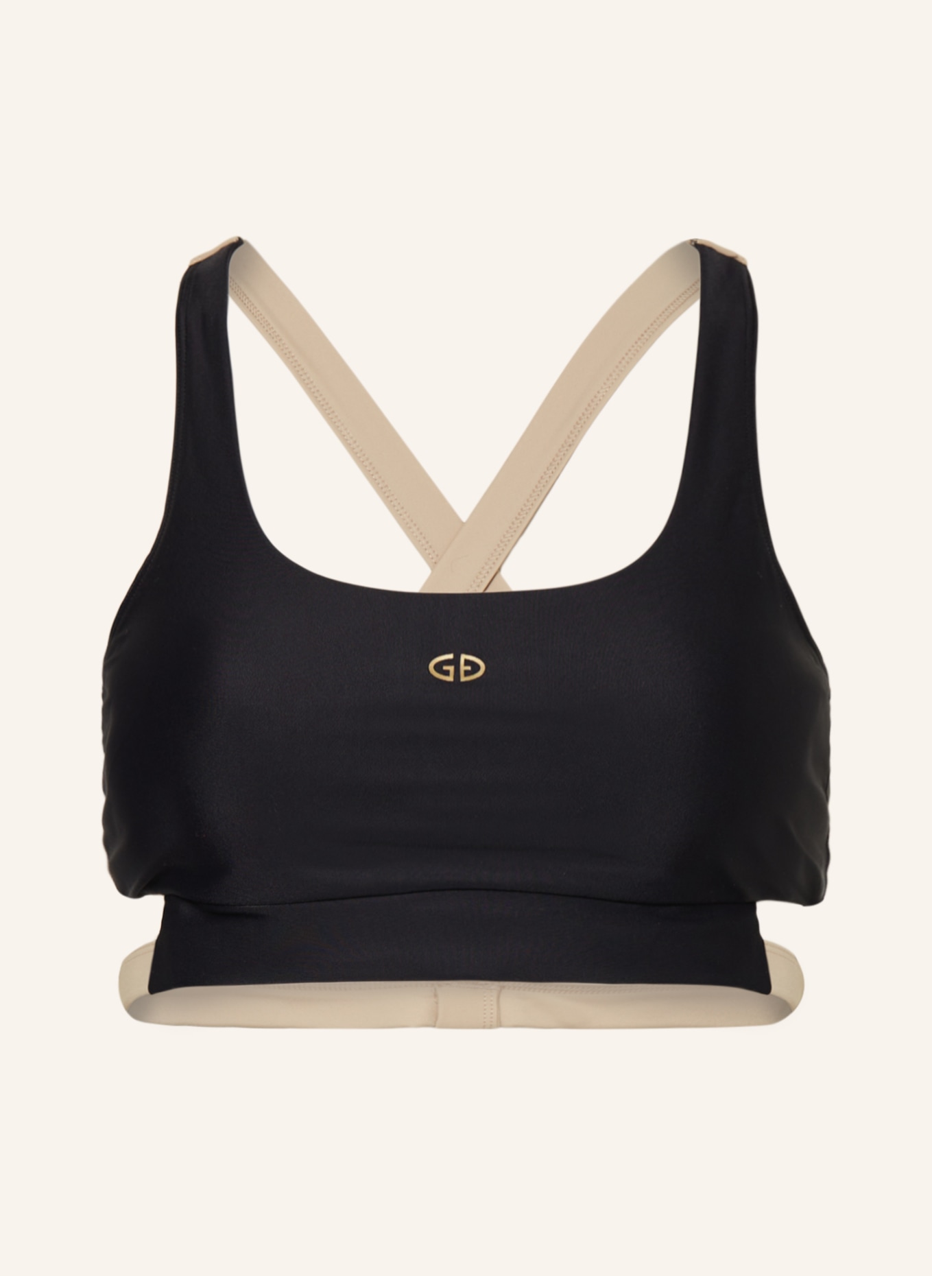 GOLDBERGH Bralette bikini top ATLANTIC, Color: BLACK/ BEIGE (Image 1)