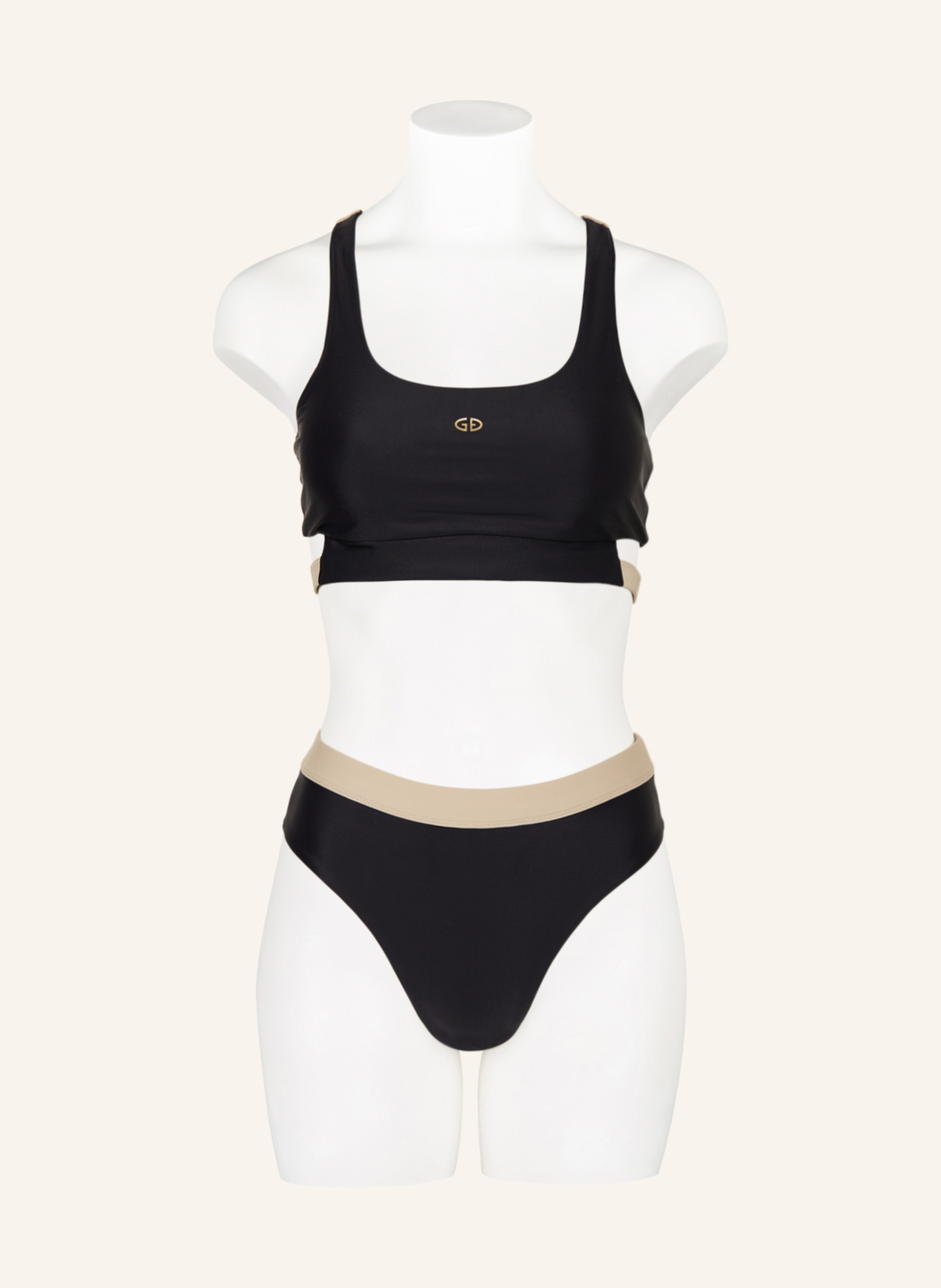 GOLDBERGH Bralette bikini top ATLANTIC, Color: BLACK/ BEIGE (Image 2)