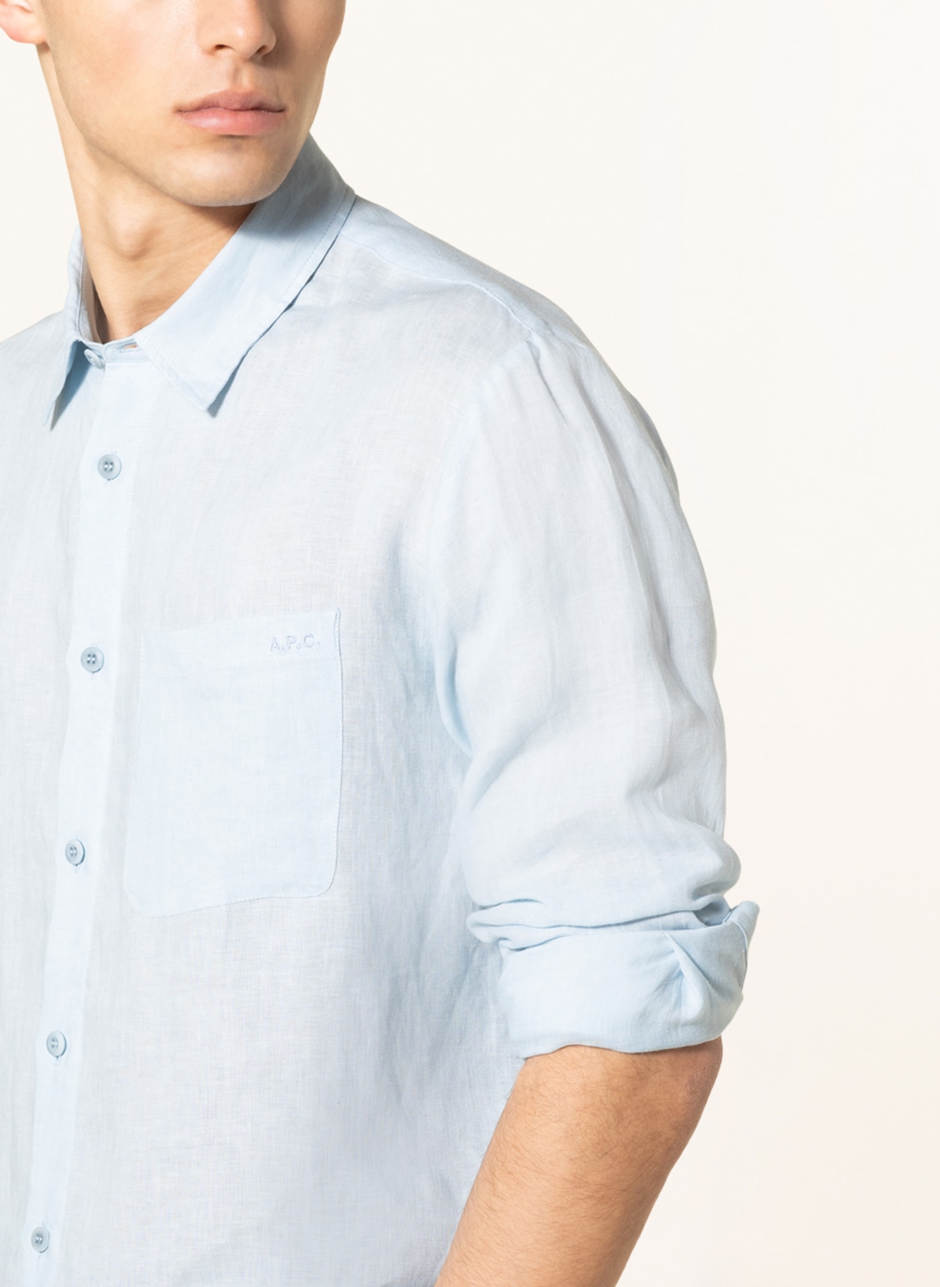 A.P.C. Linen shirt CASSEL regular fit, Color: LIGHT BLUE (Image 4)