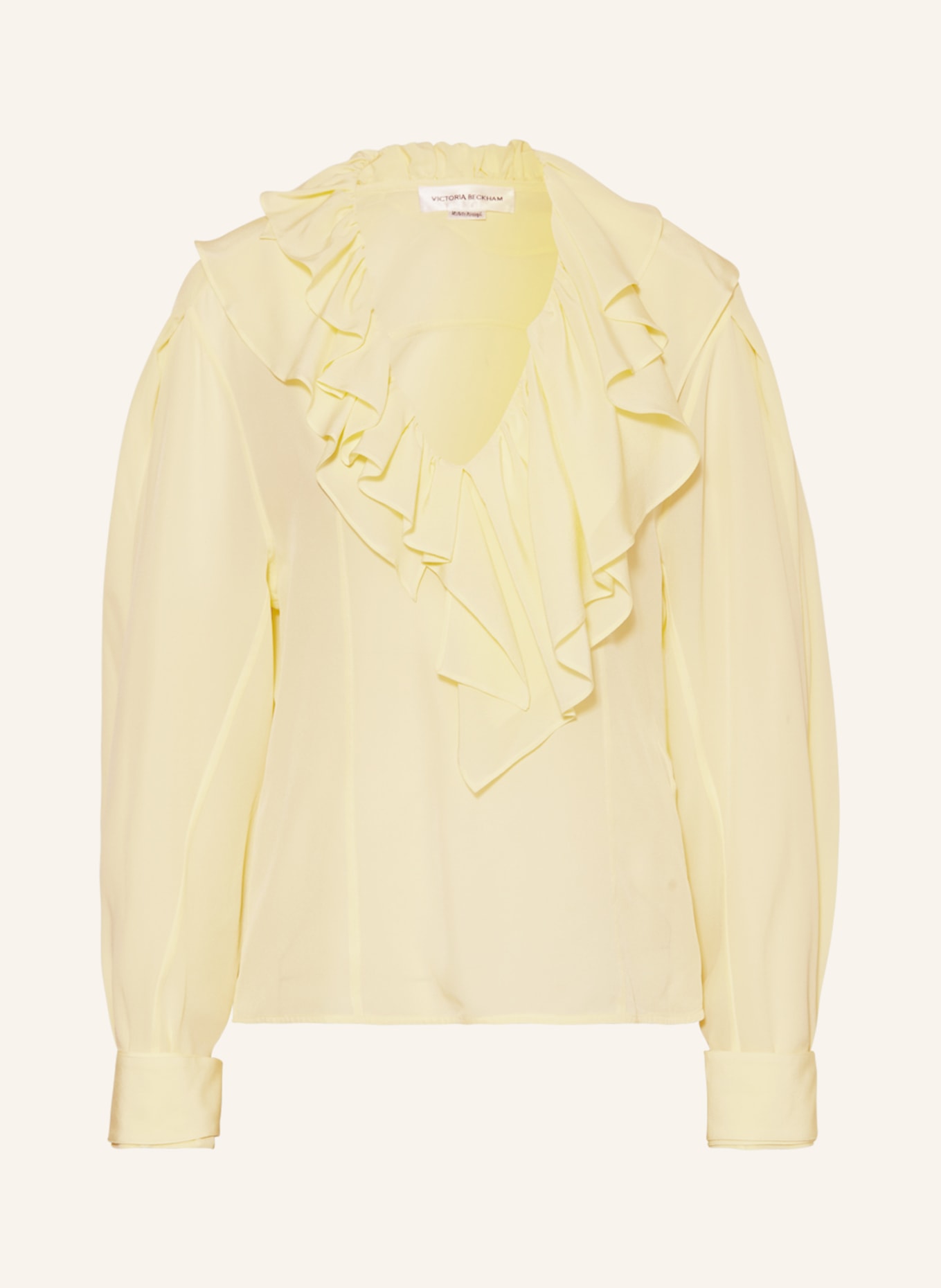 VICTORIABECKHAM Shirt blouse in silk with frills, Color: LIGHT YELLOW (Image 1)