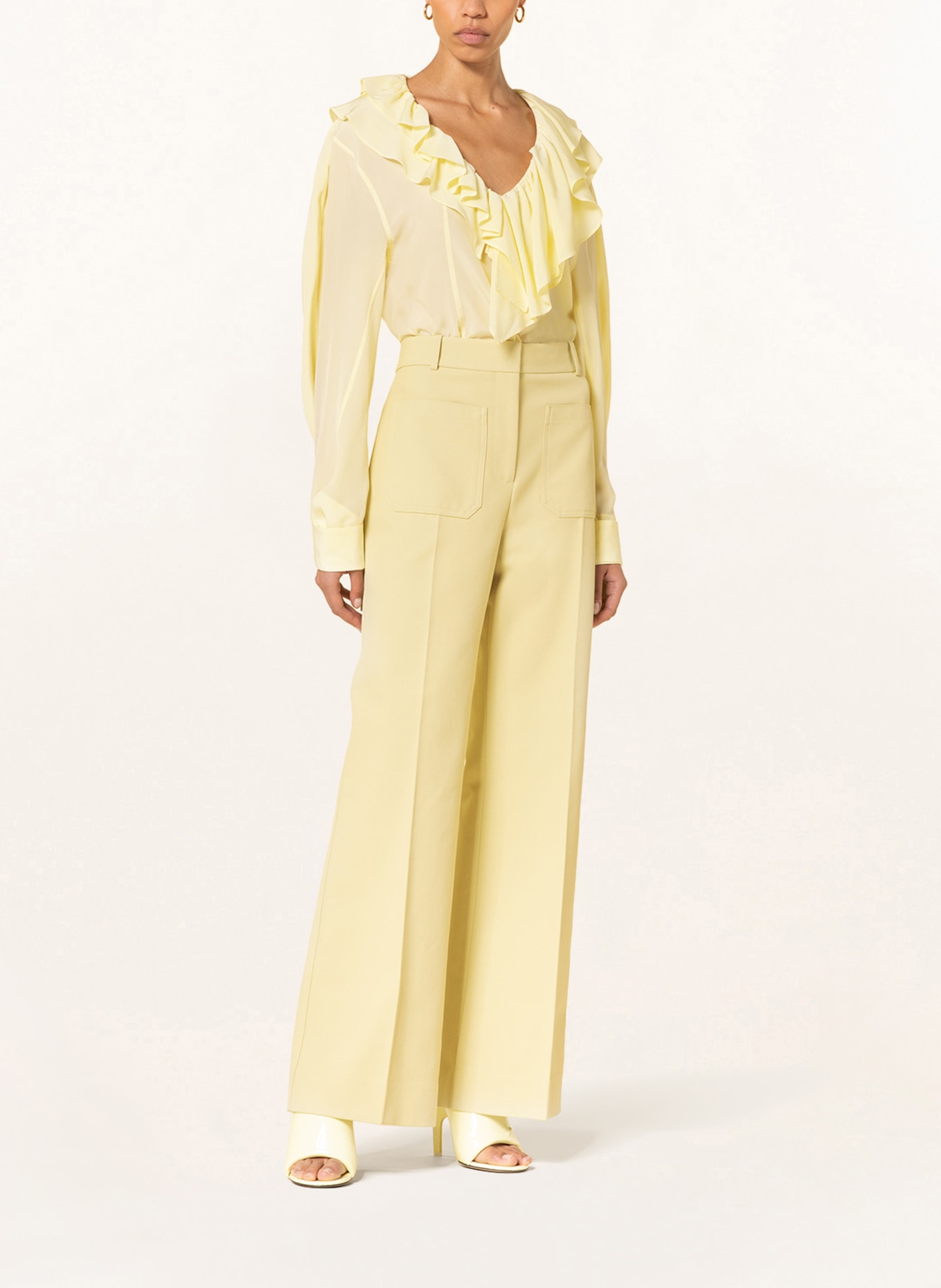 VICTORIABECKHAM Shirt blouse in silk with frills, Color: LIGHT YELLOW (Image 2)