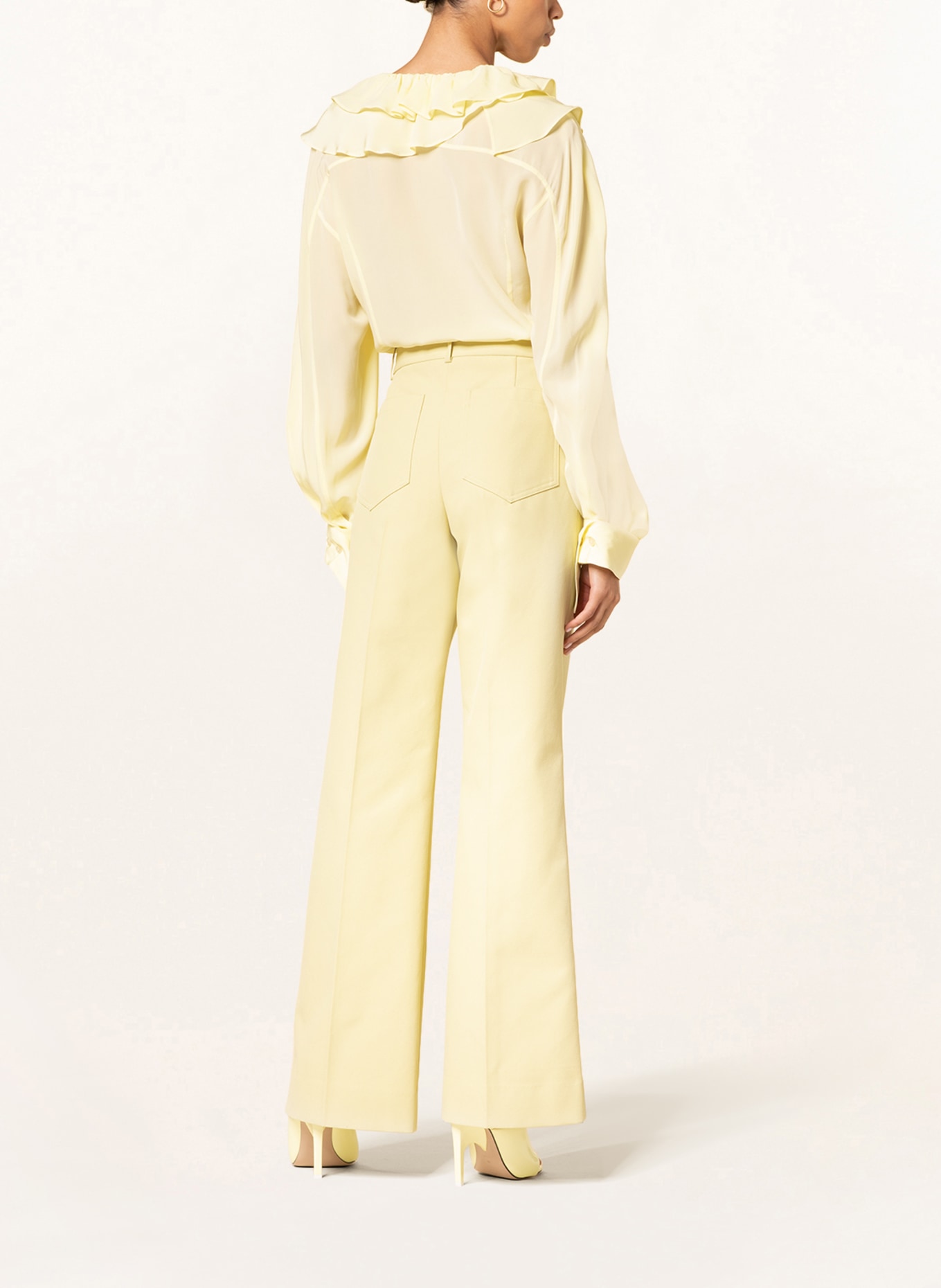 VICTORIABECKHAM Shirt blouse in silk with frills, Color: LIGHT YELLOW (Image 3)
