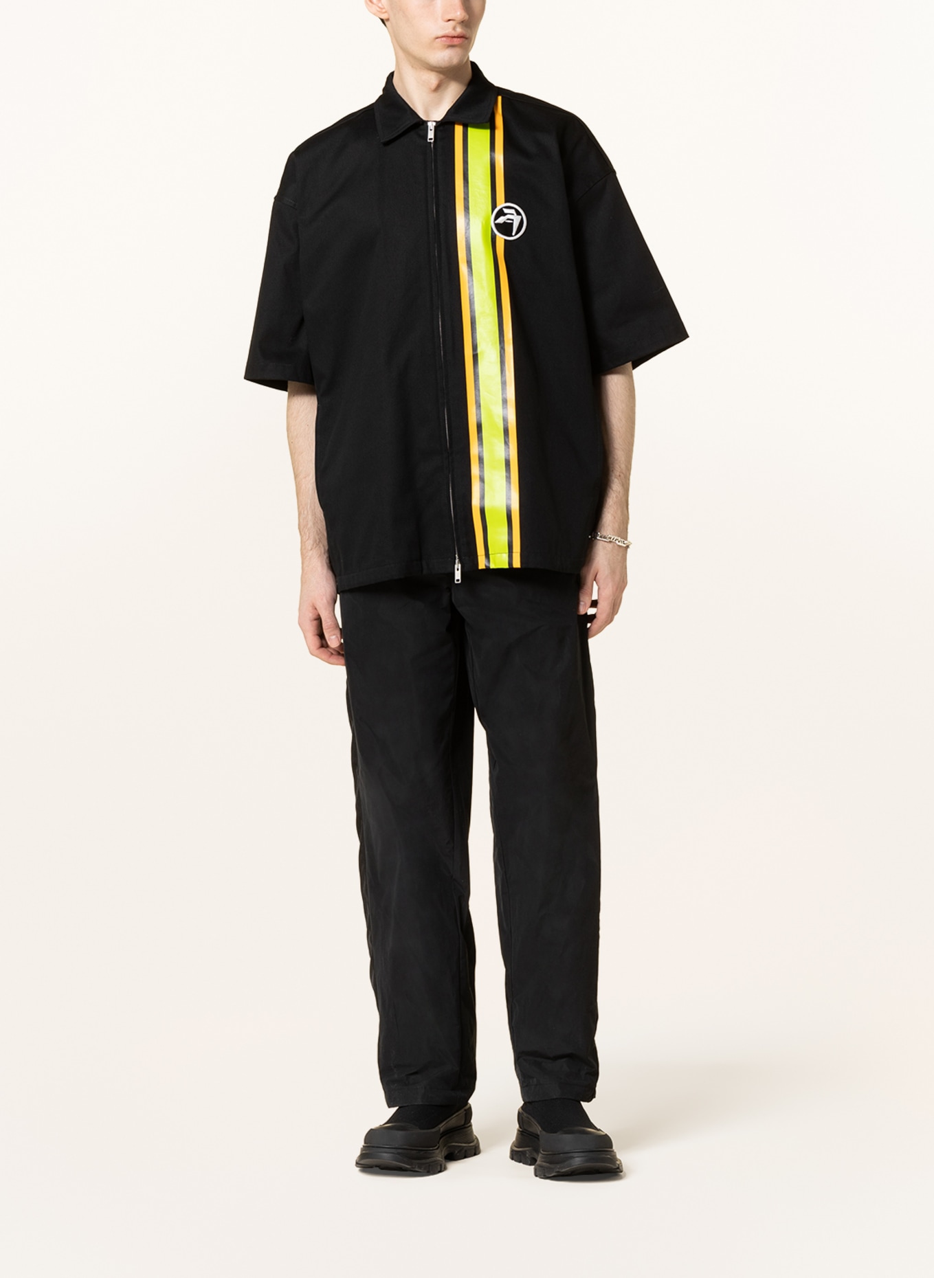 AMBUSH Short sleeve shirt comfort fit, Color: BLACK/ ORANGE/ NEON GREEN (Image 2)