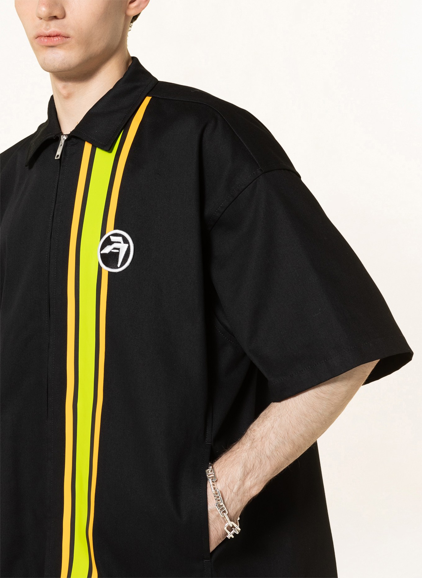 AMBUSH Short sleeve shirt comfort fit, Color: BLACK/ ORANGE/ NEON GREEN (Image 4)