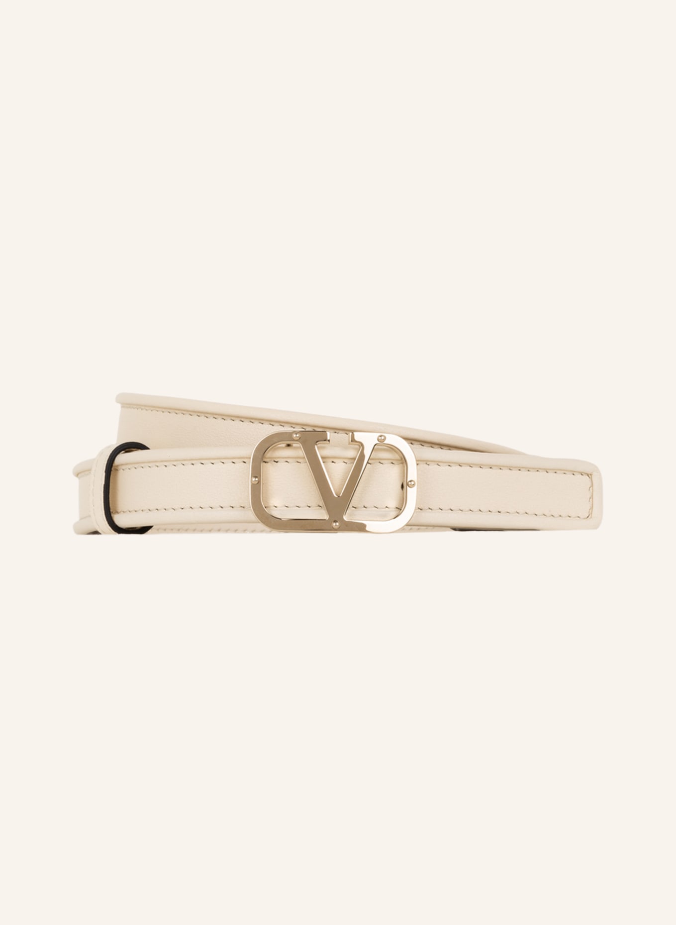 VALENTINO GARAVANI Leather belt VLOGO, Color: ECRU/ GOLD (Image 1)