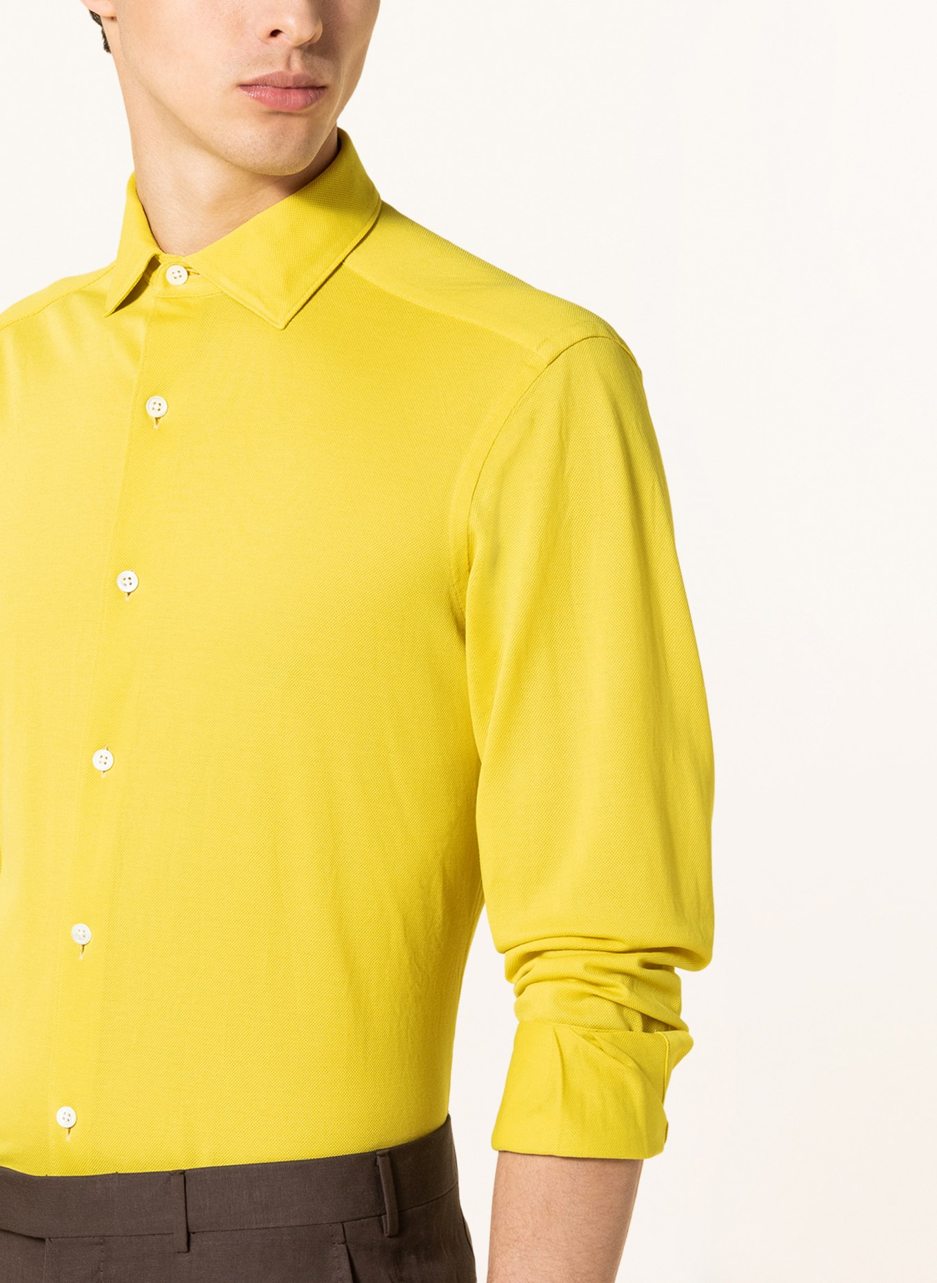 ZEGNA Koszula z dżerseju regular fit, Kolor: ŻÓŁTY (Obrazek 4)