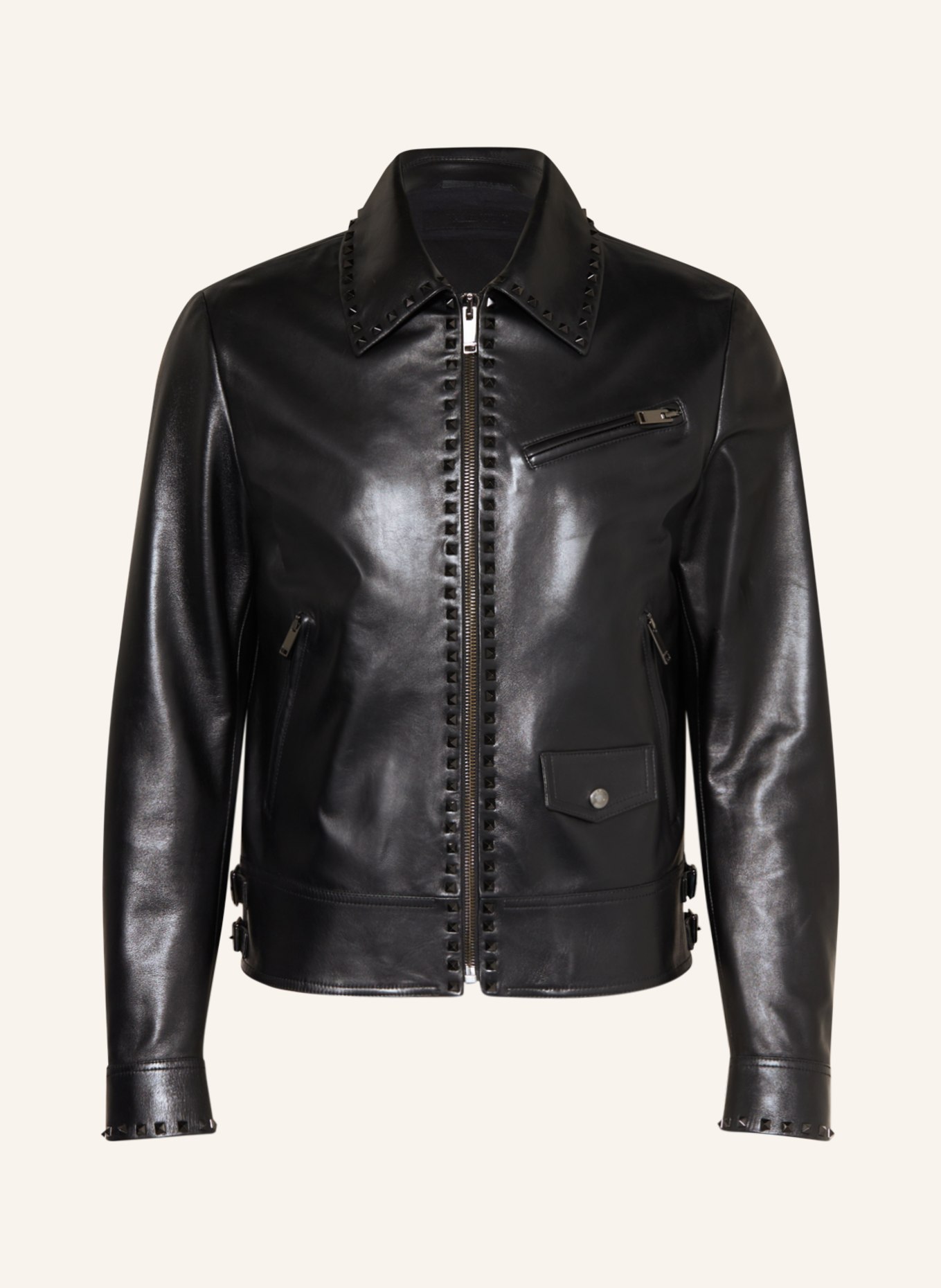 VALENTINO Leather jacket ROCKSTUD, Color: BLACK (Image 1)
