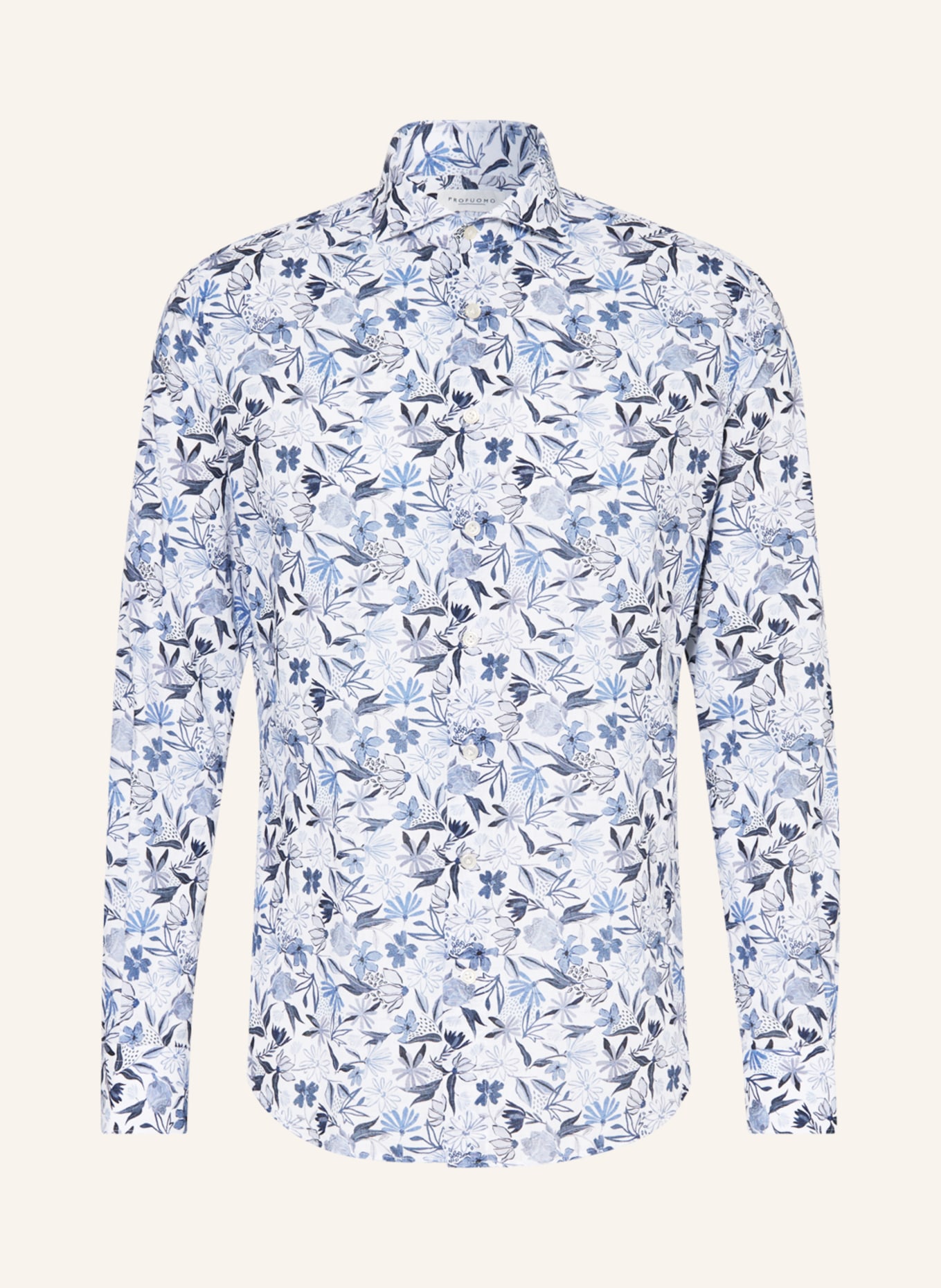 PROFUOMO Hemd Regular Fit mit Leinen, Farbe: DUNKELBLAU/ WEISS (Bild 1)