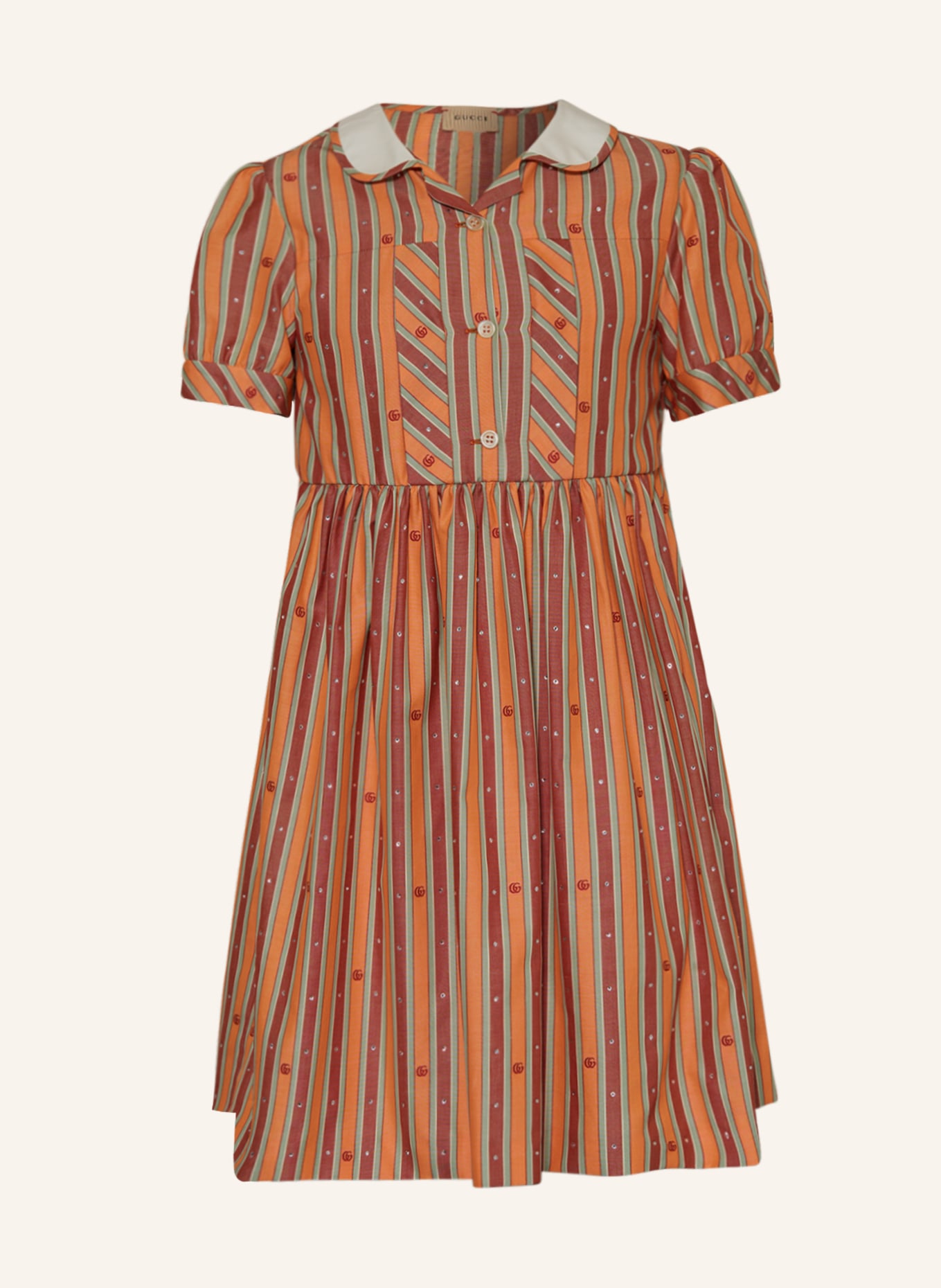 GUCCI Kleid mit Schmucksteinen, Farbe: ORANGE/ DUNKELROT/ HELLGRÜN (Bild 1)