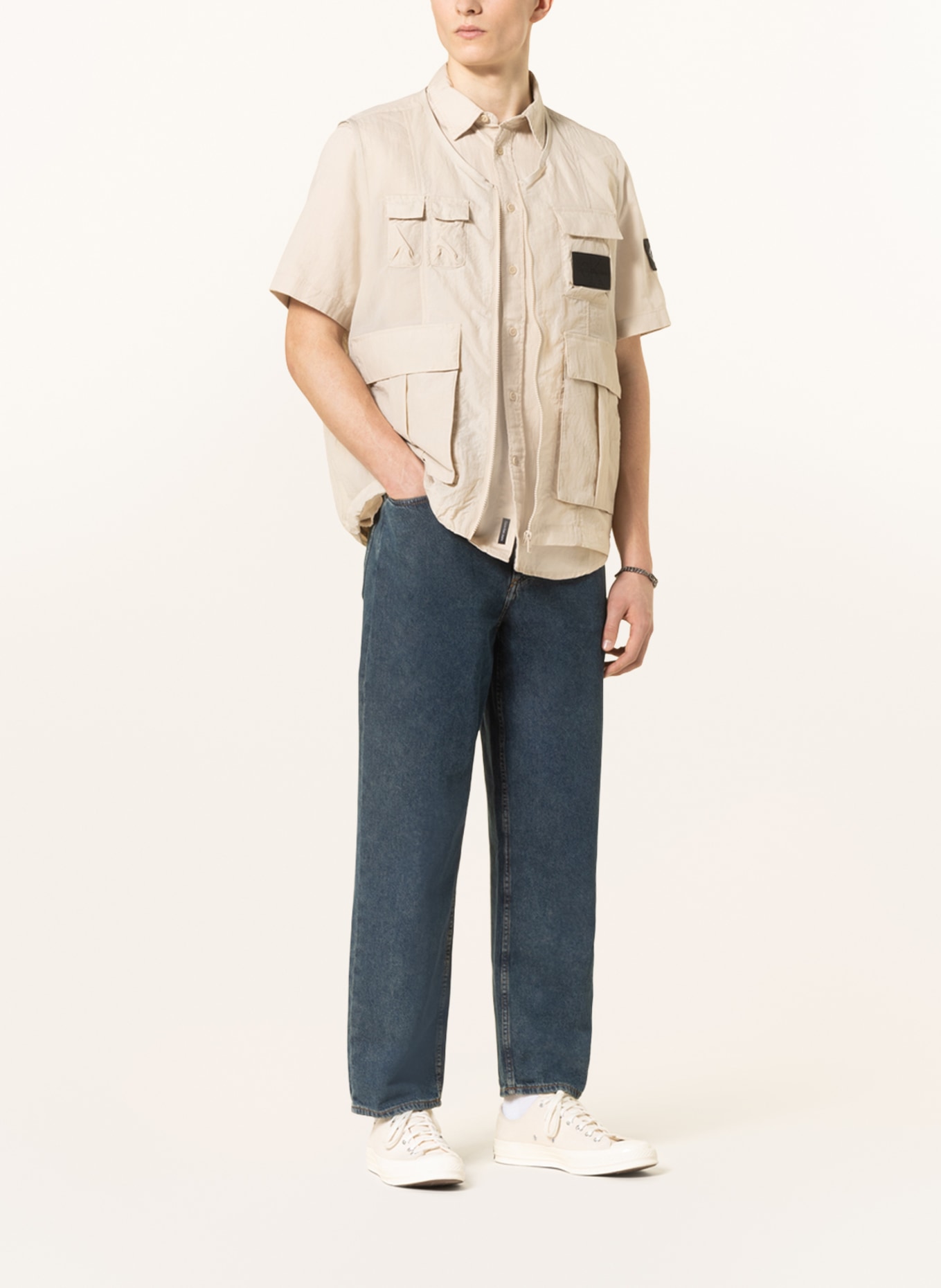 Calvin Klein Jeans Utility vesta se síťovinou, Barva: KRÉMOVÁ (Obrázek 2)