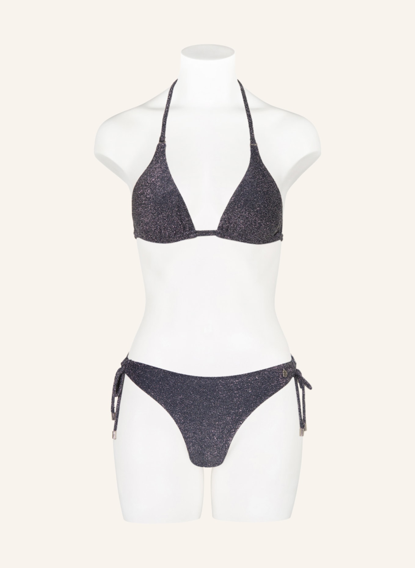 BEACHLIFE Triangle bikini top SEA GLITTER with glitter thread, Color: DARK BLUE (Image 2)