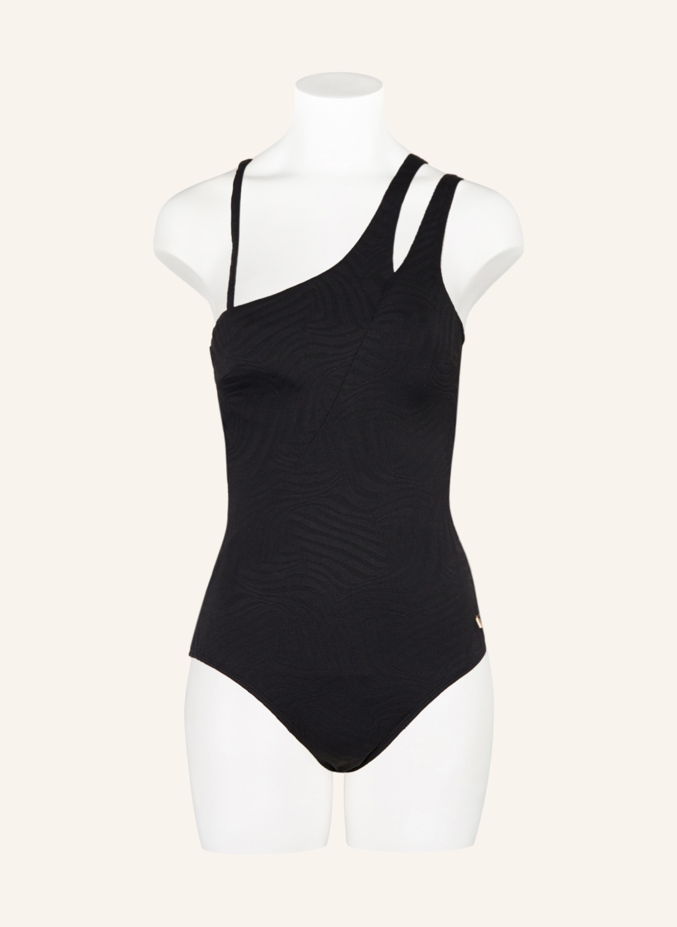BEACHLIFE One-shoulder swimsuit BLACK SWIRL in black