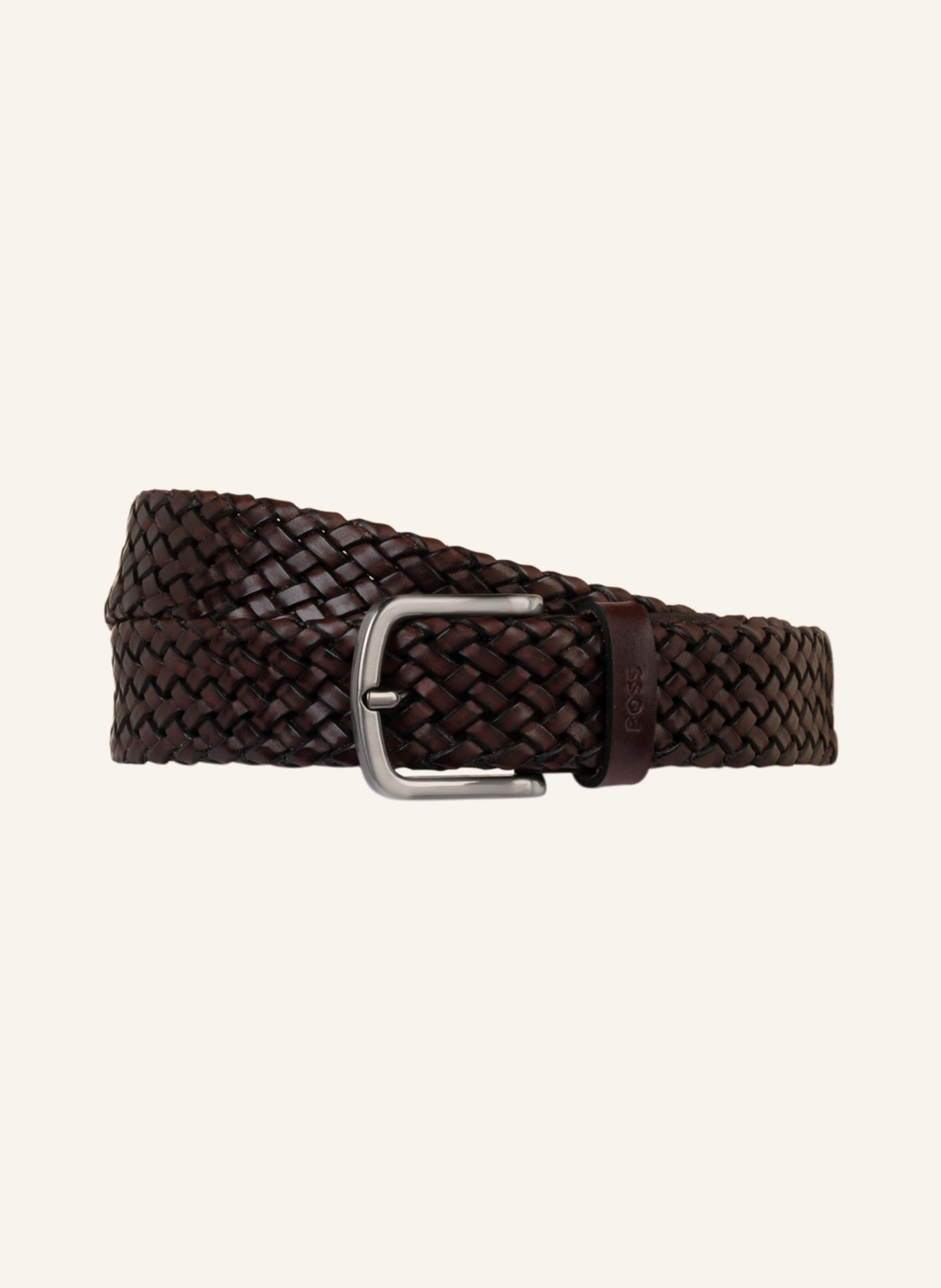 BOSS Braided belt SASH made of leather, Color: DARK BROWN (Image 1)