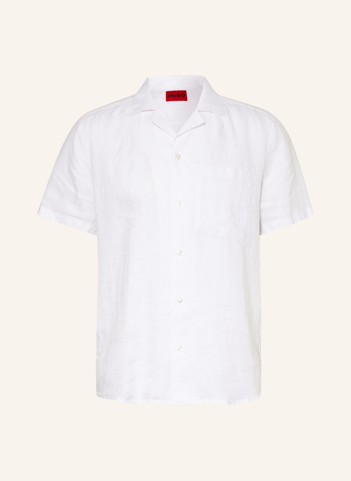 HUGO Resort shirt ELLINO straight fit in linen, Color: WHITE (Image 1)